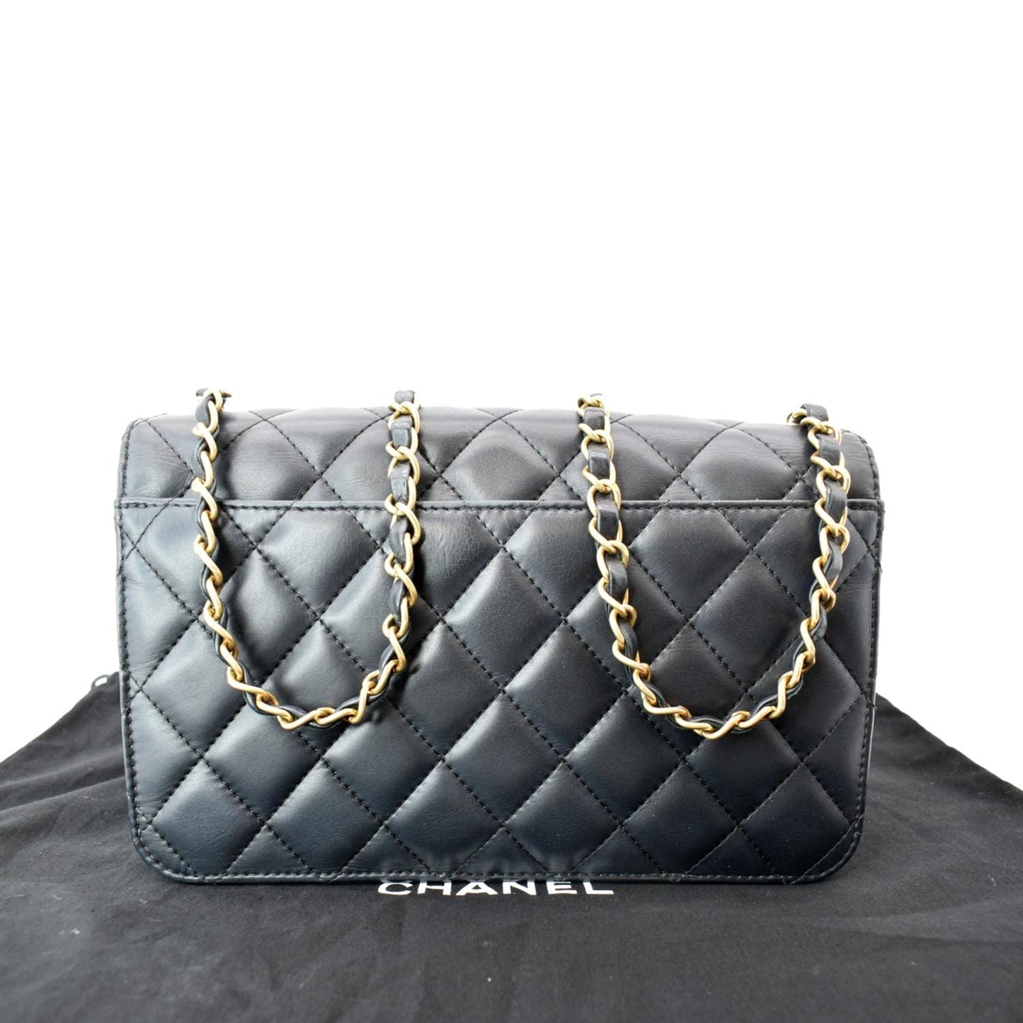 Chanel CC Side Full Flap Leather Black Travel Bag