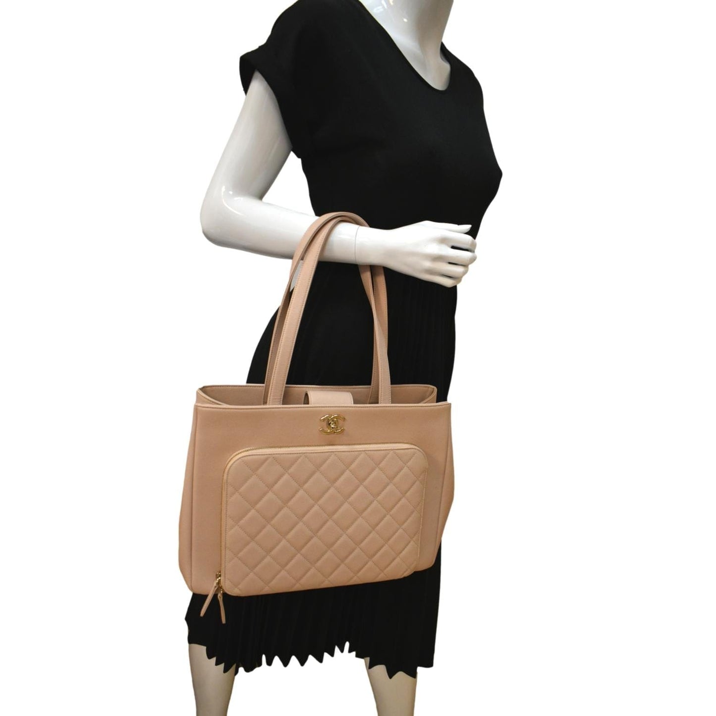 Chanel Business Affinity Shopping - Deals Leather Beige Travel Bag