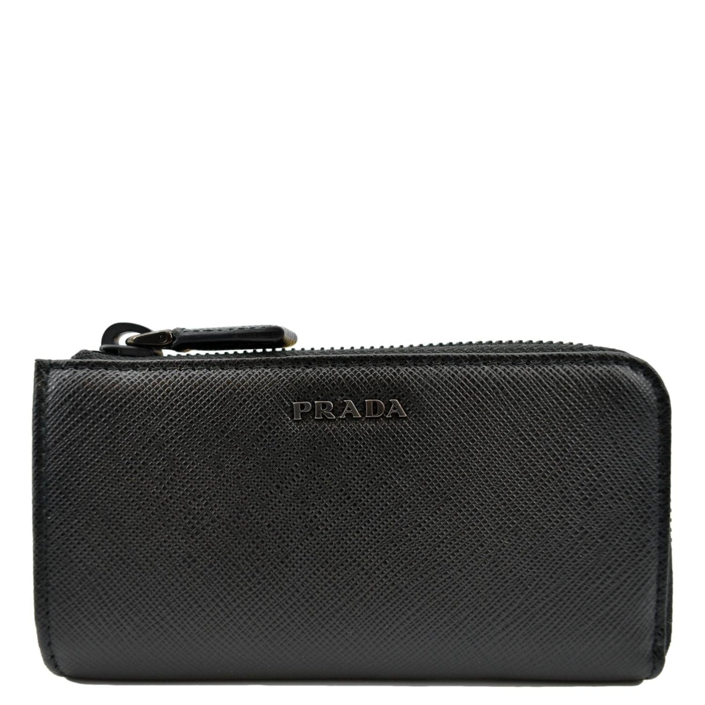 Saffiano Zip Pouch Handbag Leather Black Travel Bag
