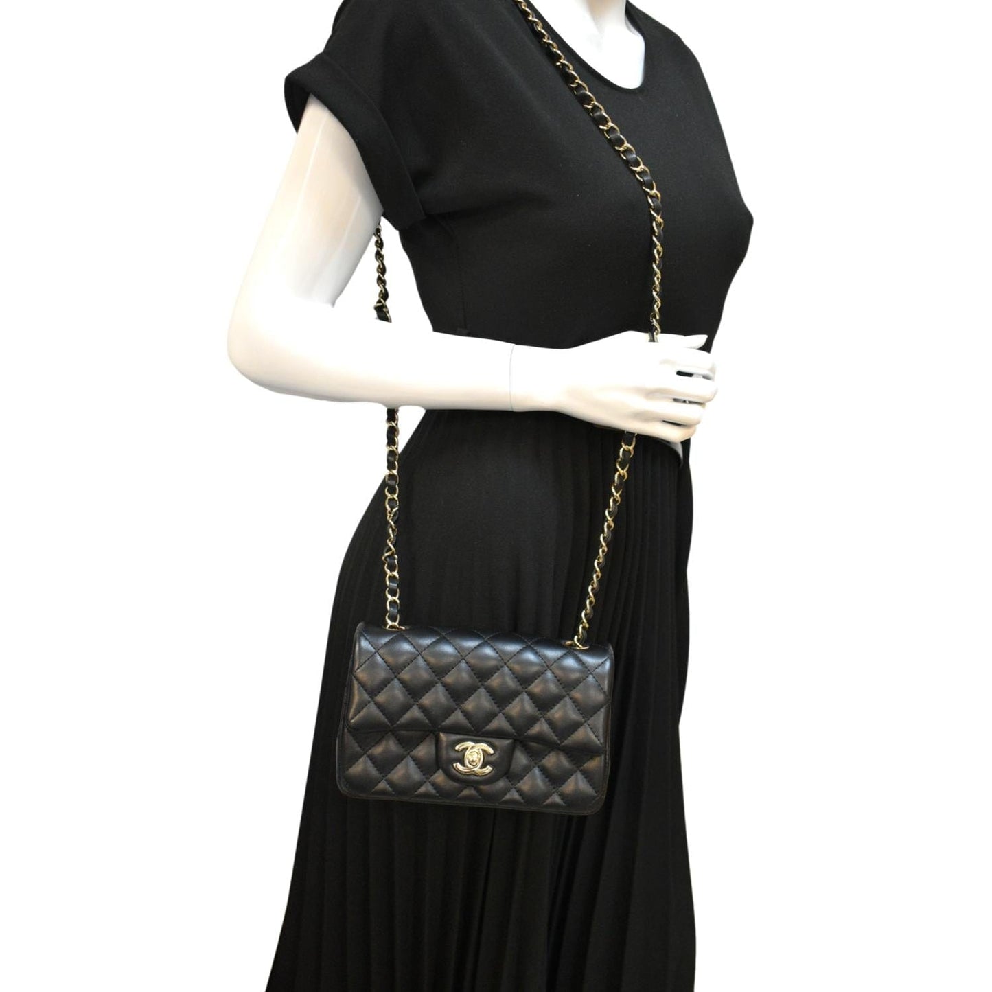 Chanel Rectangular Flap Quilted Leather Lambskin Black Travel Bag