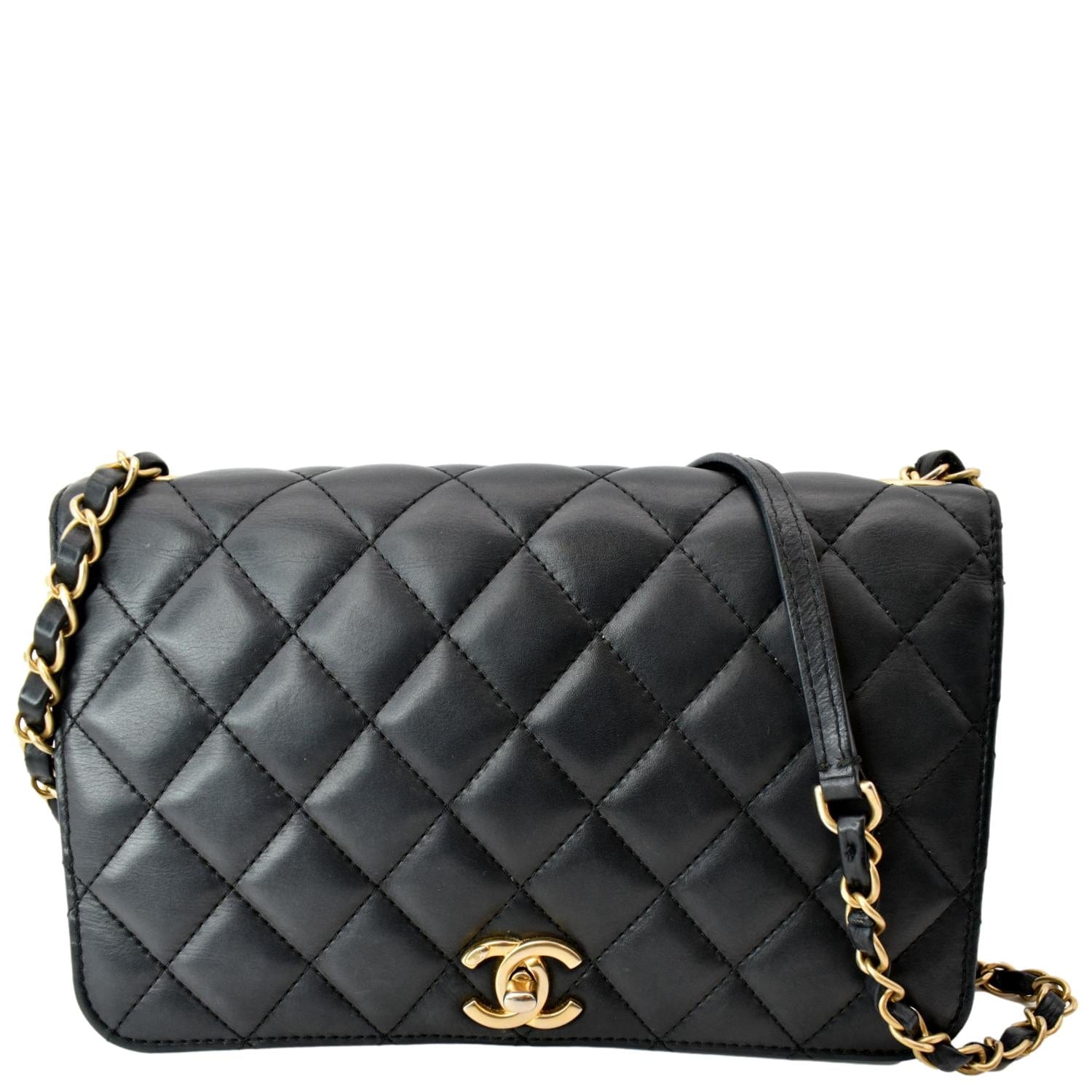 Chanel CC Side Full Flap Leather Black Travel Bag