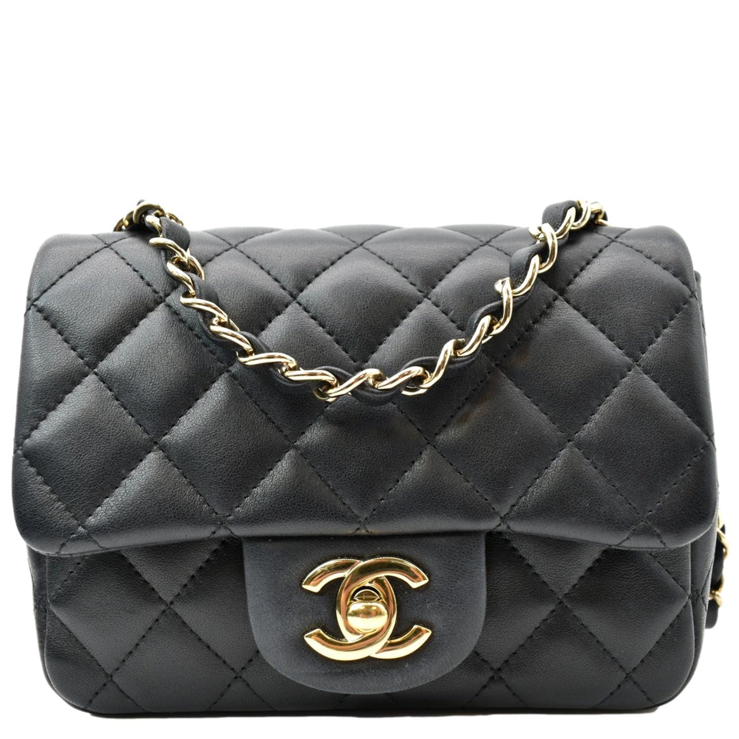 Chanel Square Flap Leather Black Travel Bag