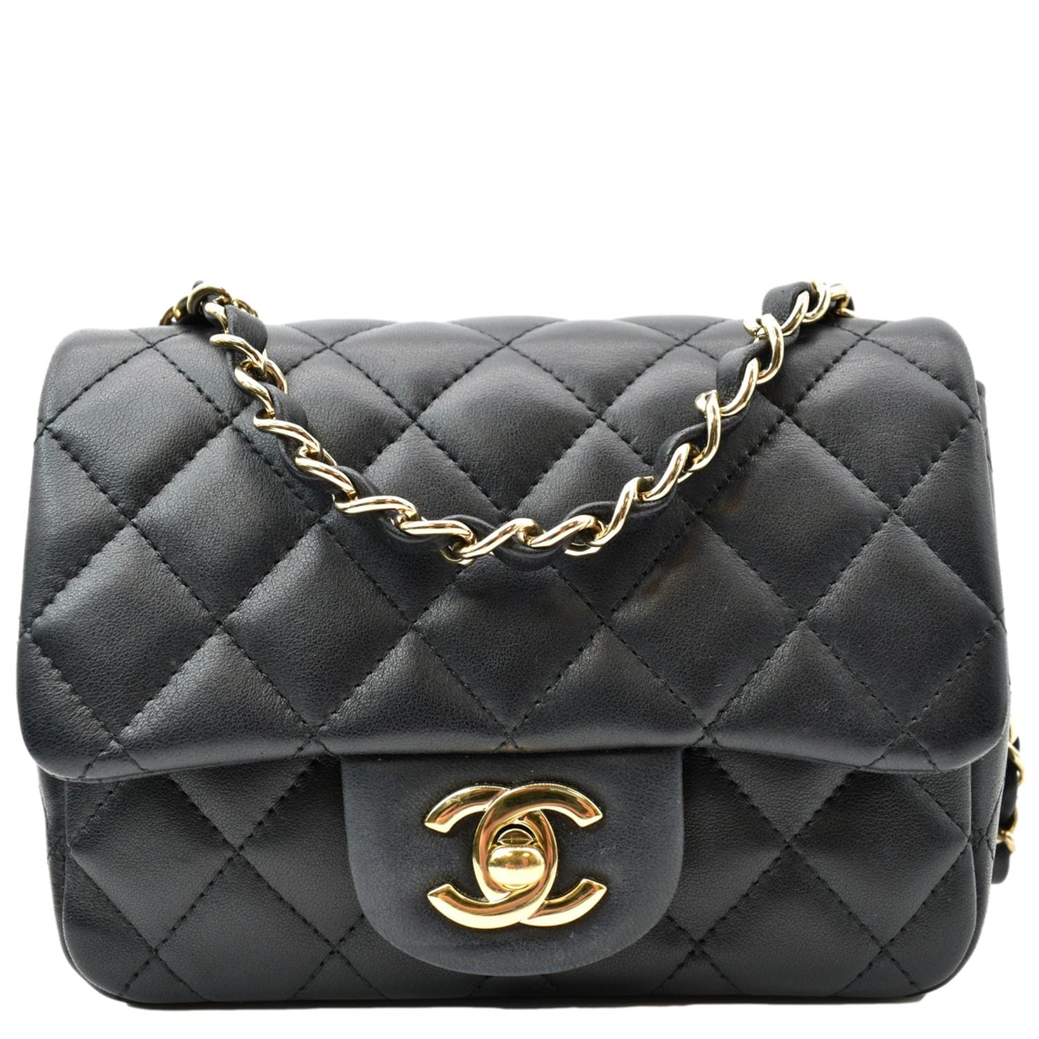 Chanel Square Flap Leather Black Travel Bag