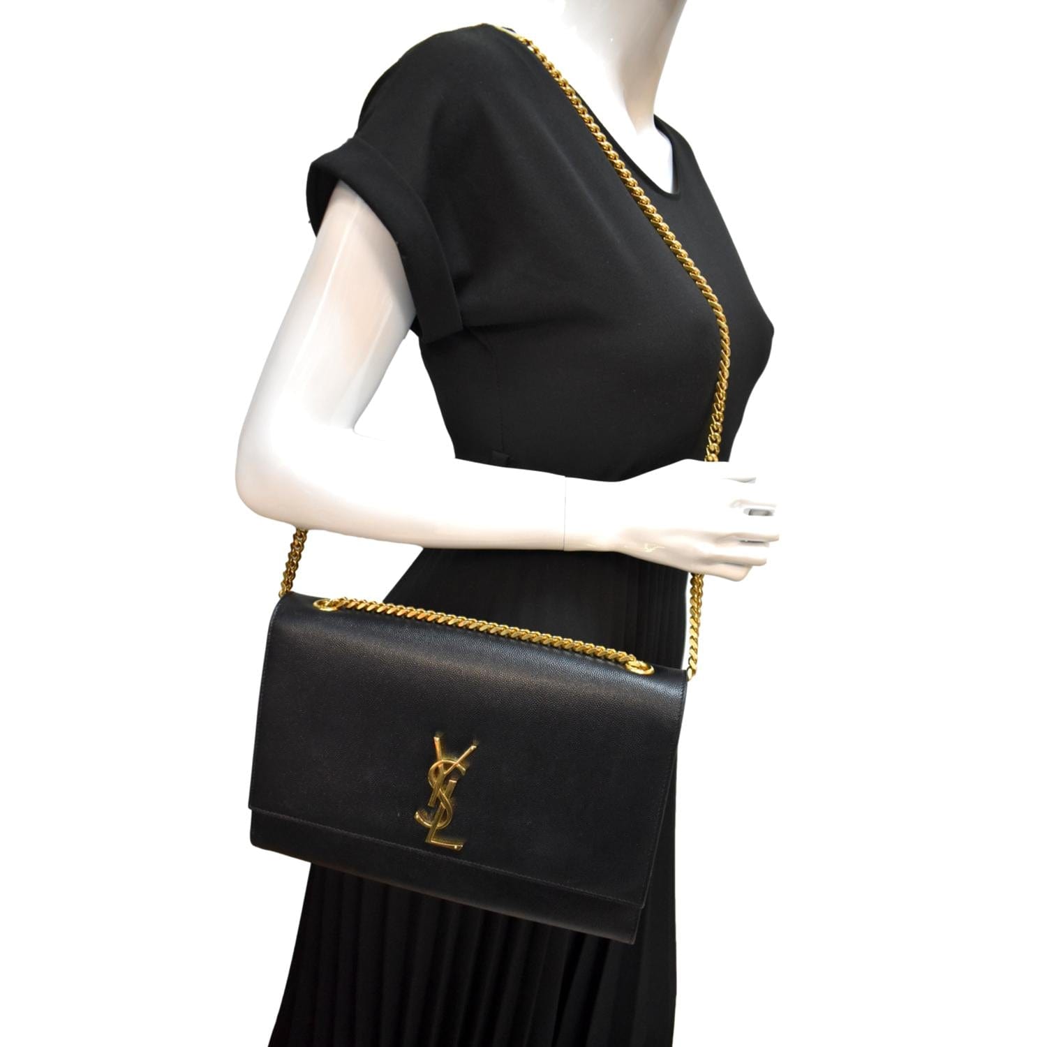 YSL Saint Laurent Yves Kate Shoulder Bag Leather Black Saint Laurent Kate