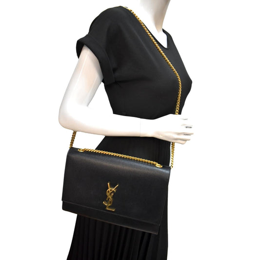 YSL Saint Laurent Yves Kate Shoulder Bag Leather Black Saint Laurent Kate