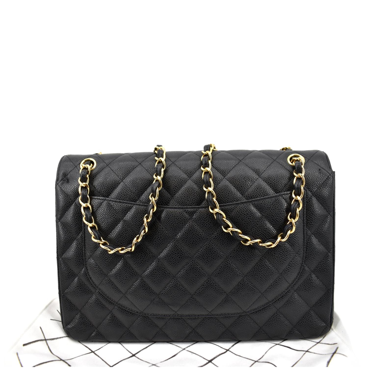 Chanel Maxi Classic Flap Caviar Leather Black Travel Bag Flap 1