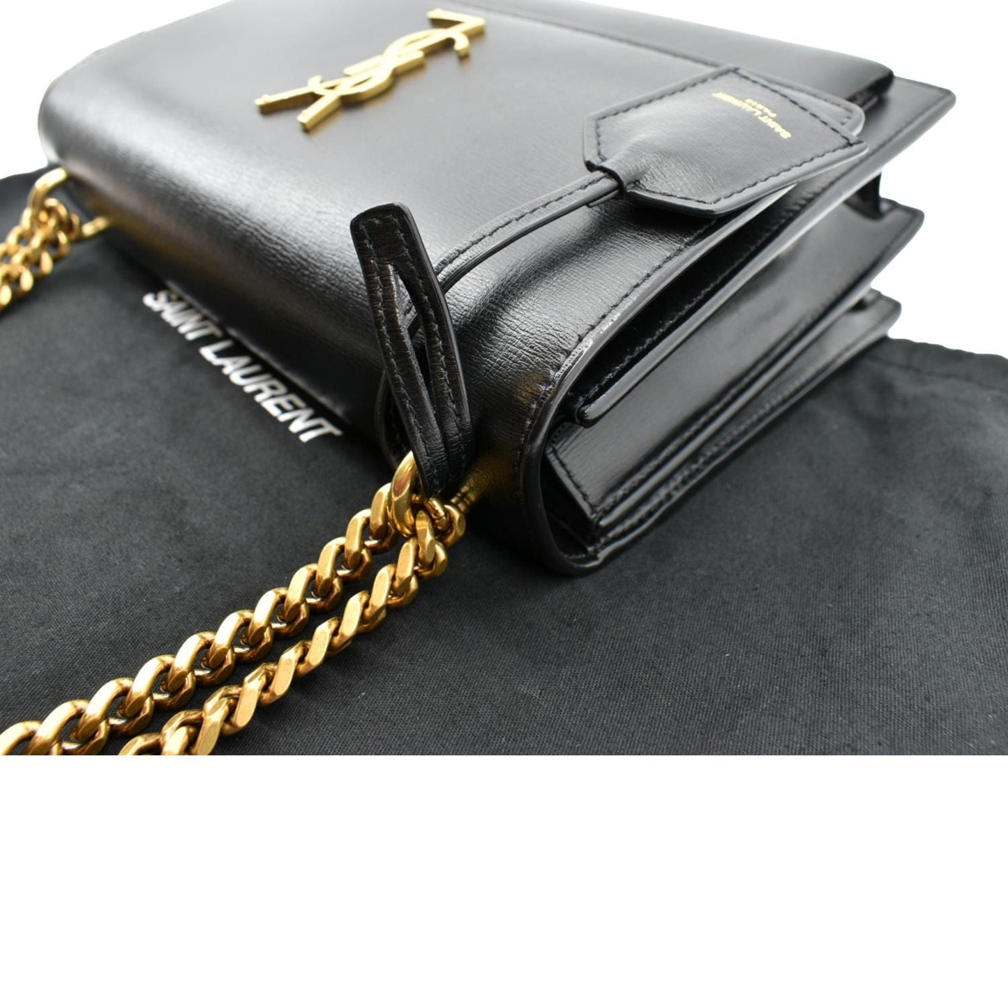 YSL Saint Laurent Yves Sunset Shoulder Bag Leather Monogram Black Sunset Medium 1