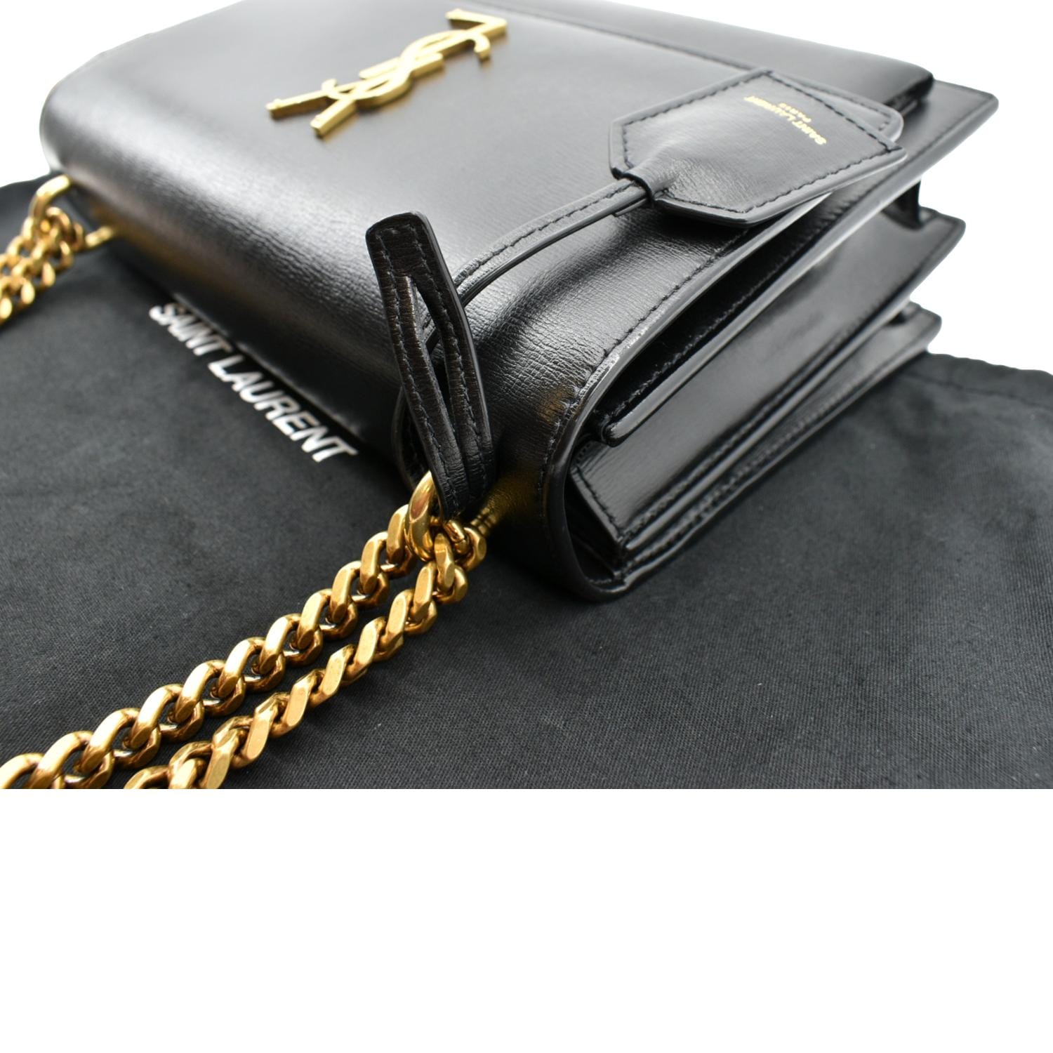YSL Saint Laurent Yves Sunset Shoulder Bag Leather Monogram Black Sunset Medium 1