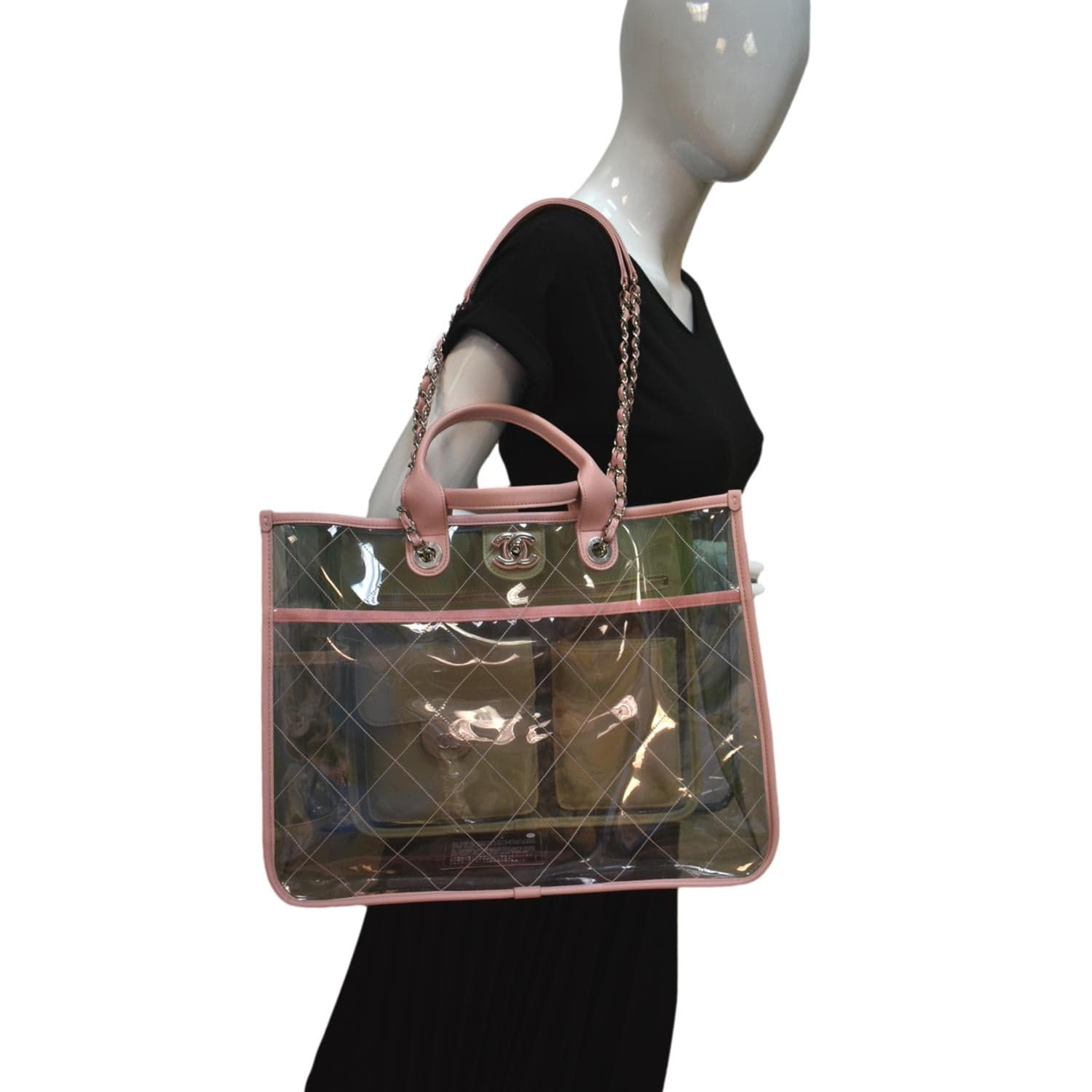 Chanel Coco Splash PVC Quilted Shopping Lambskin Pink Travel Bag