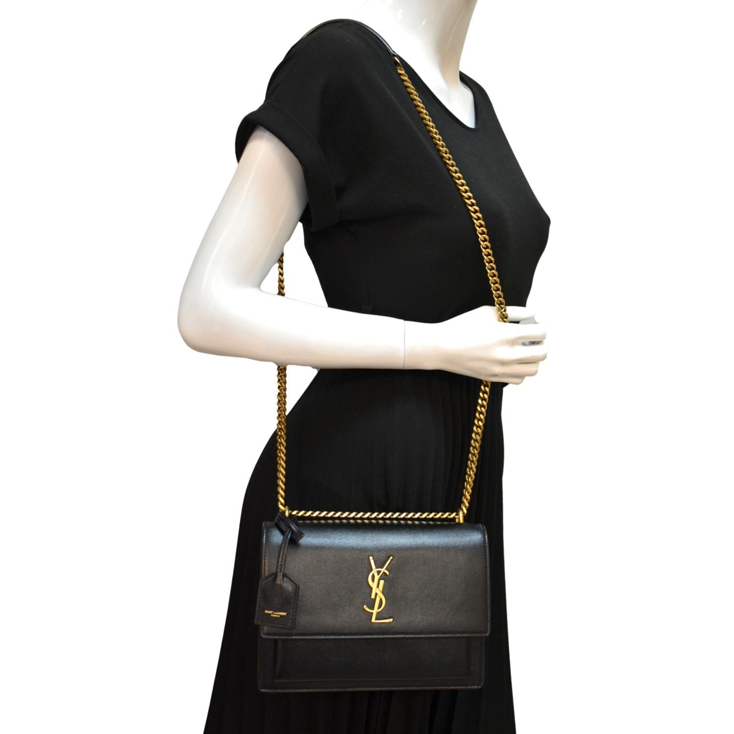 YSL Saint Laurent Saint Sunset Medium Shoulder Bag Leather Monogram