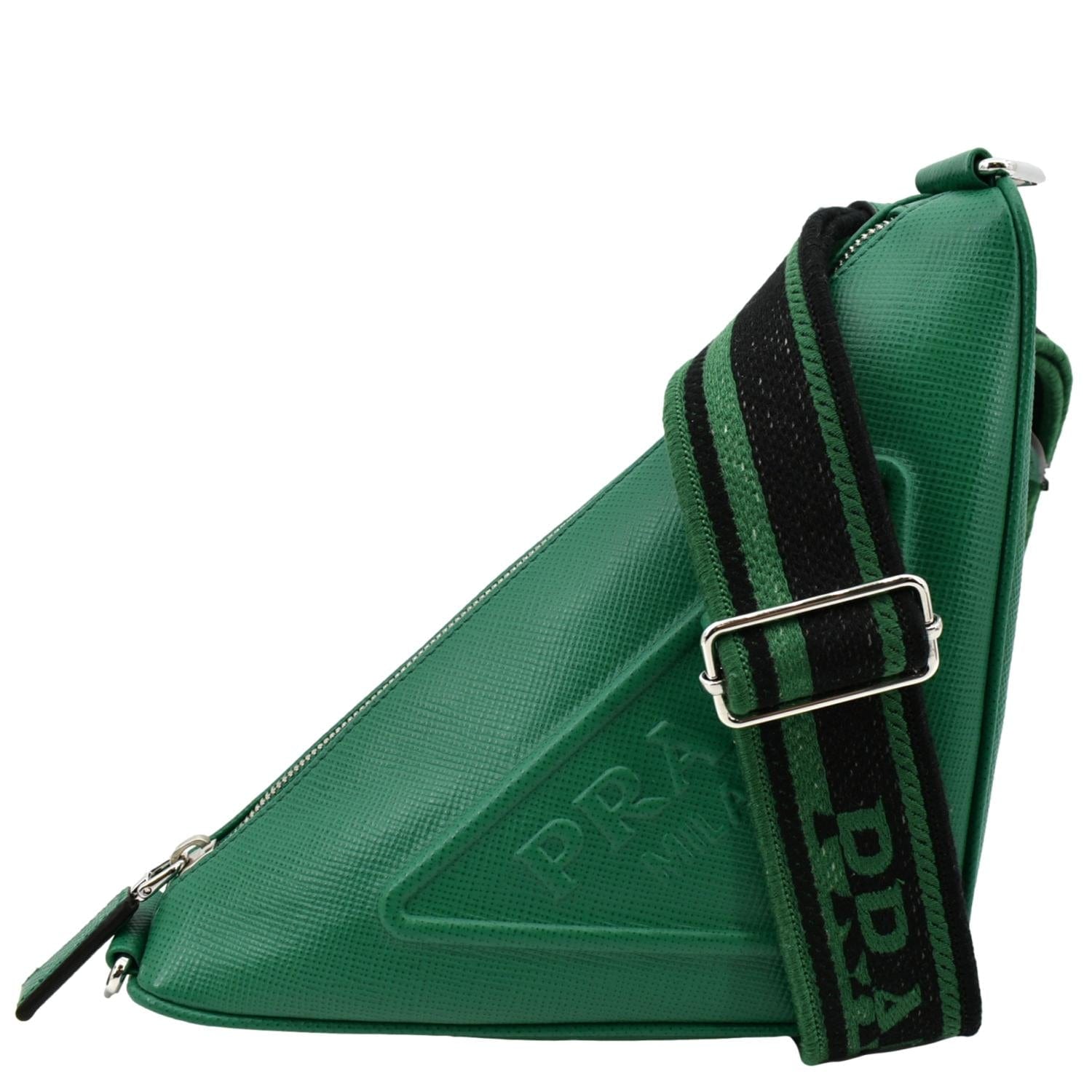 Prada Triangle Shoulder Bag Leather Saffiano Green