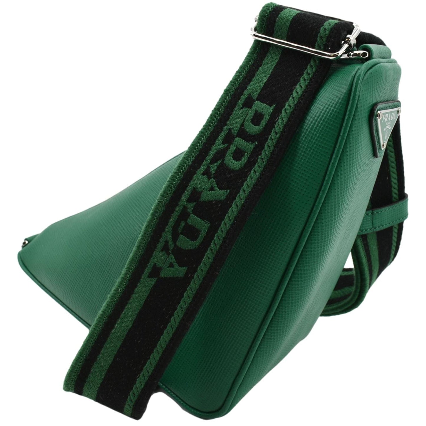 Triangle Saffiano Shoulder Bag Leather Green