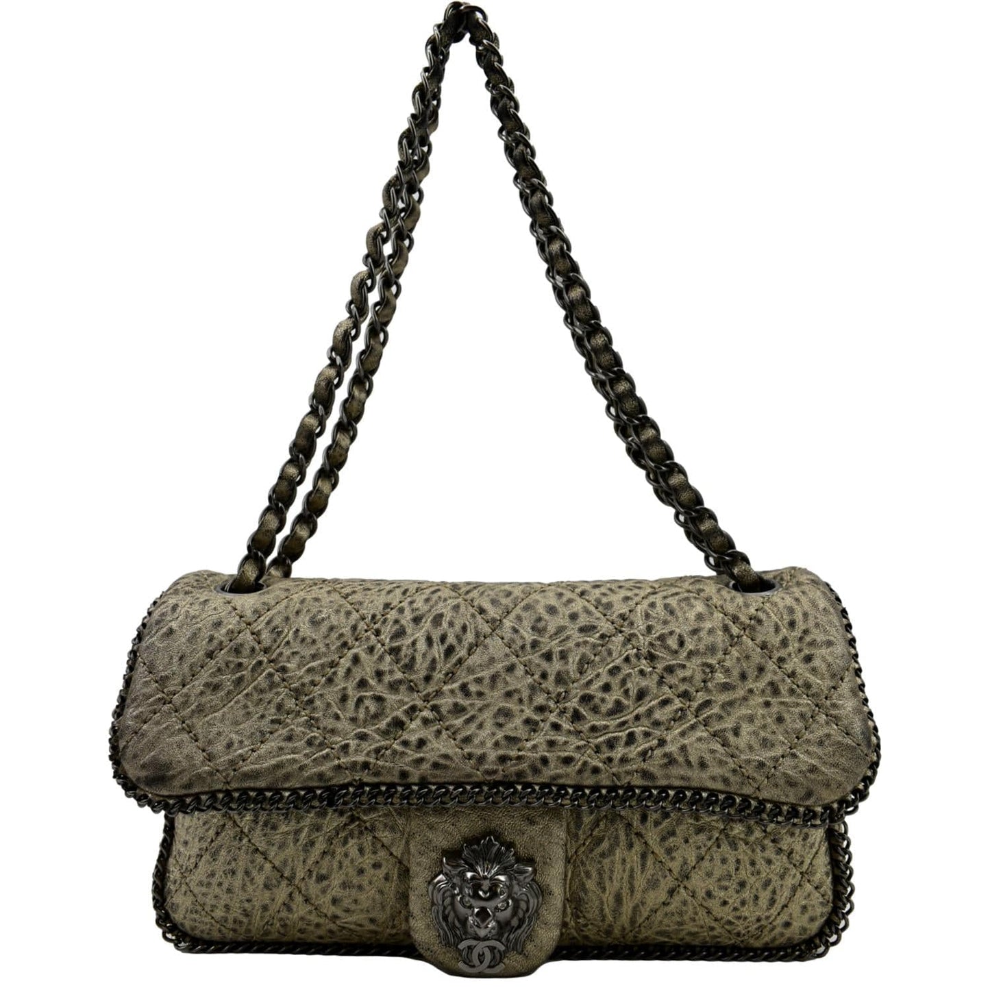 Chanel Distressed Leo Lion Flap Leather Lambskin Travel Bag