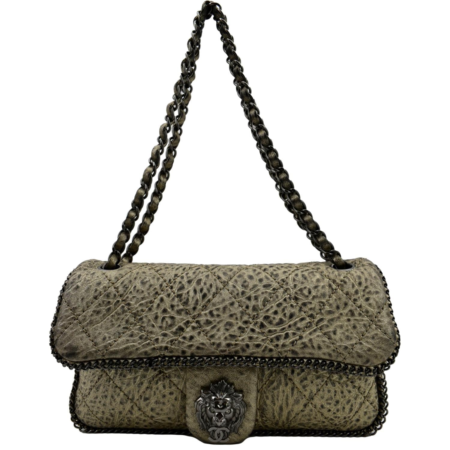 Chanel Distressed Leo Lion Flap Leather Lambskin Travel Bag