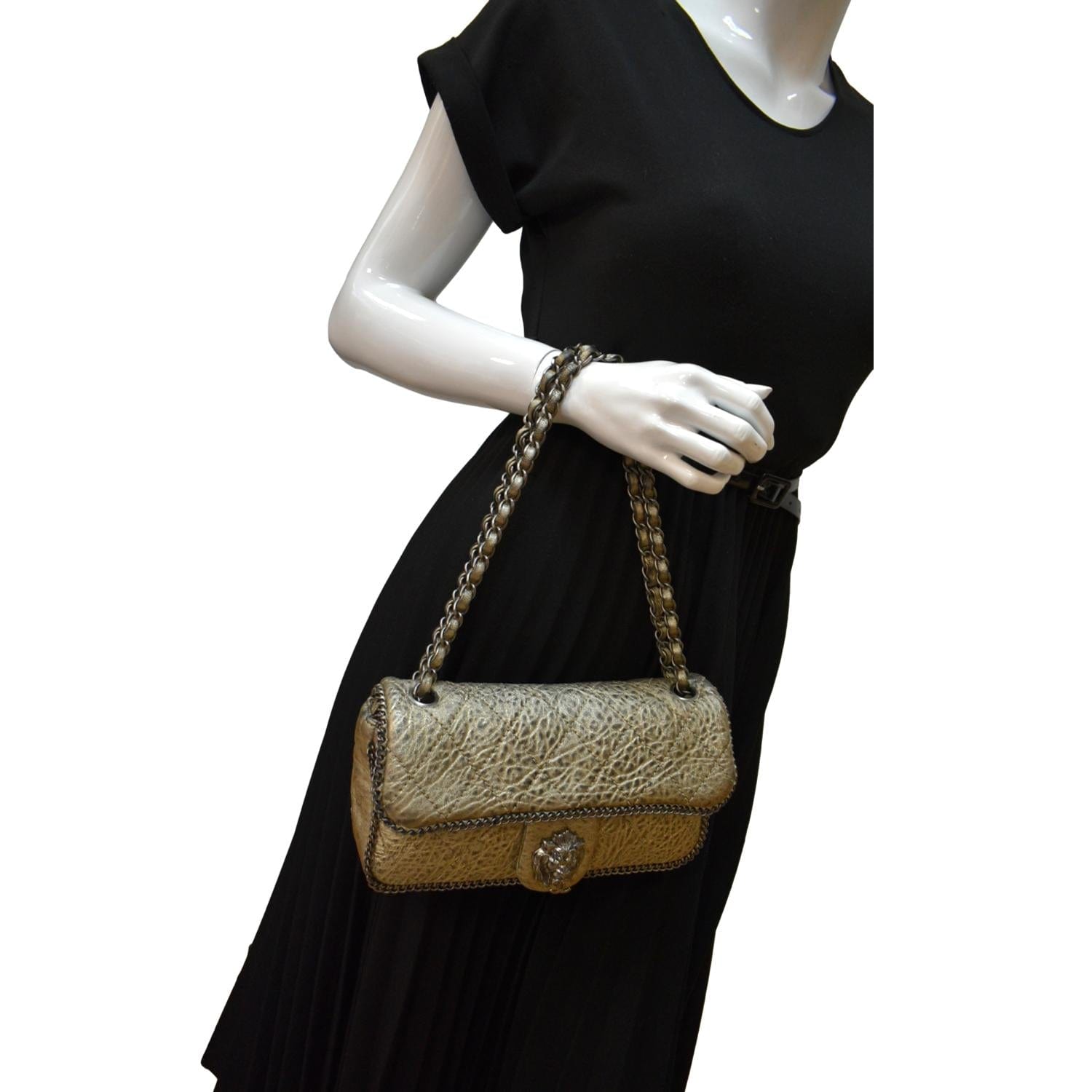 Chanel Distressed Leo Lion Flap Leather Lambskin Travel Bag
