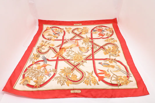 Hermes 'Caraibes' Carre In Light Silk Handbag Red Travel Bag