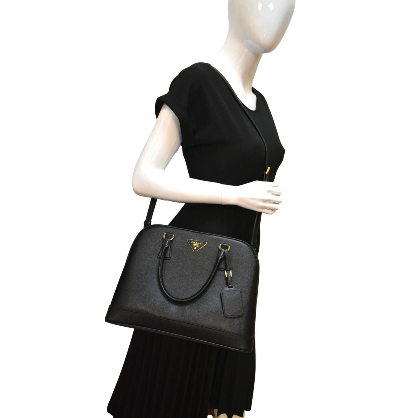 Prada Lux Promenade Shoulder Bag New Year Deals Leather Saffiano Black