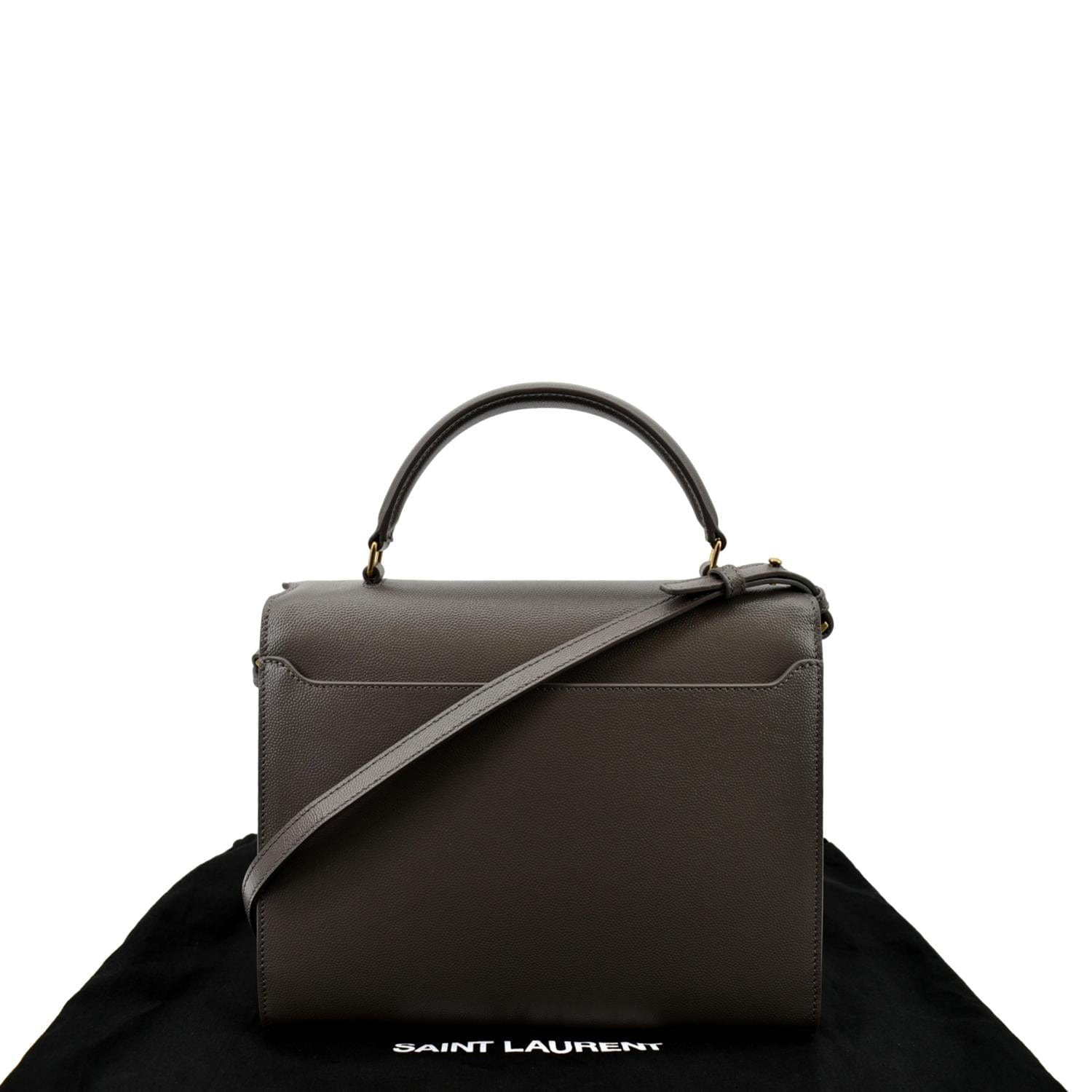 YSL Saint Laurent Yves Cassandra Calfskin Shoulder Bag Fog Leather Medium