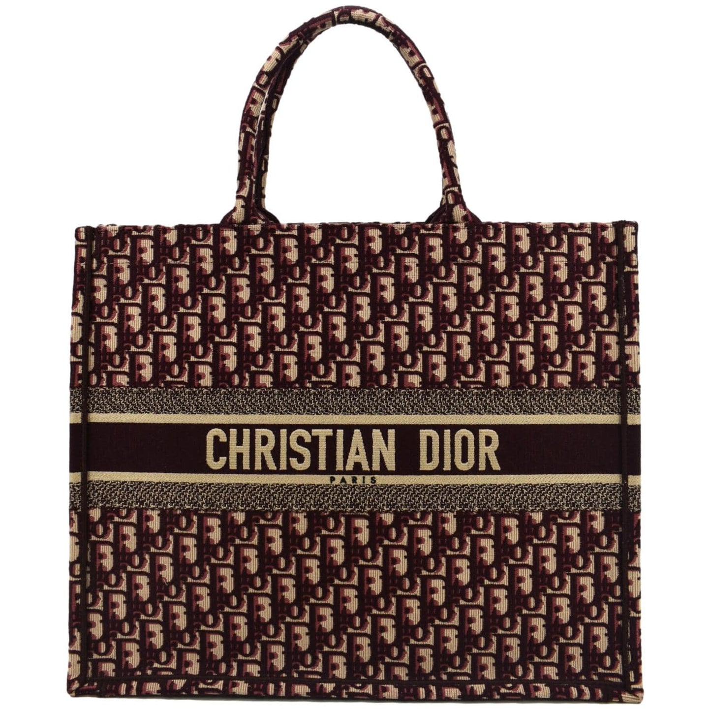 Dior Book Oblique Tote Bag Burgundy Canvas Embroidered