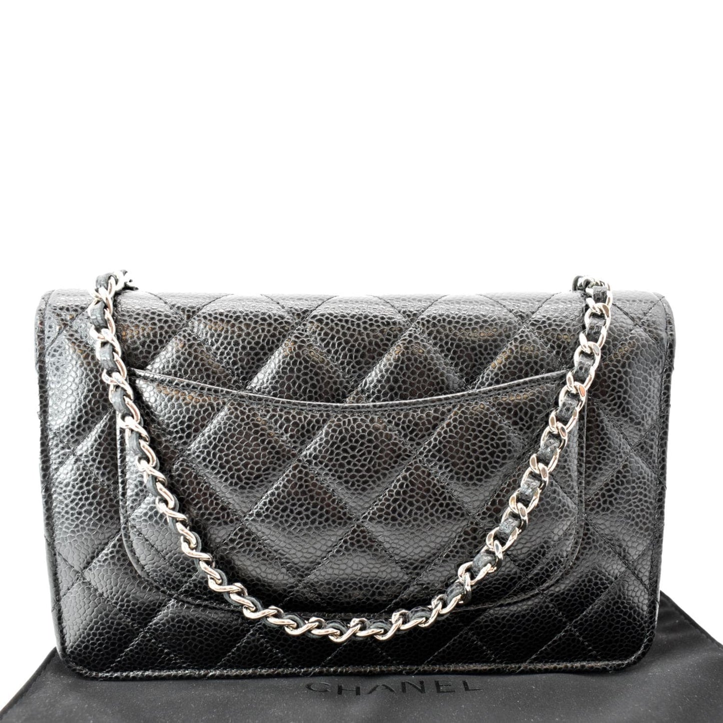 Chanel CC WOC Caviar On Leather Black Wallet Case