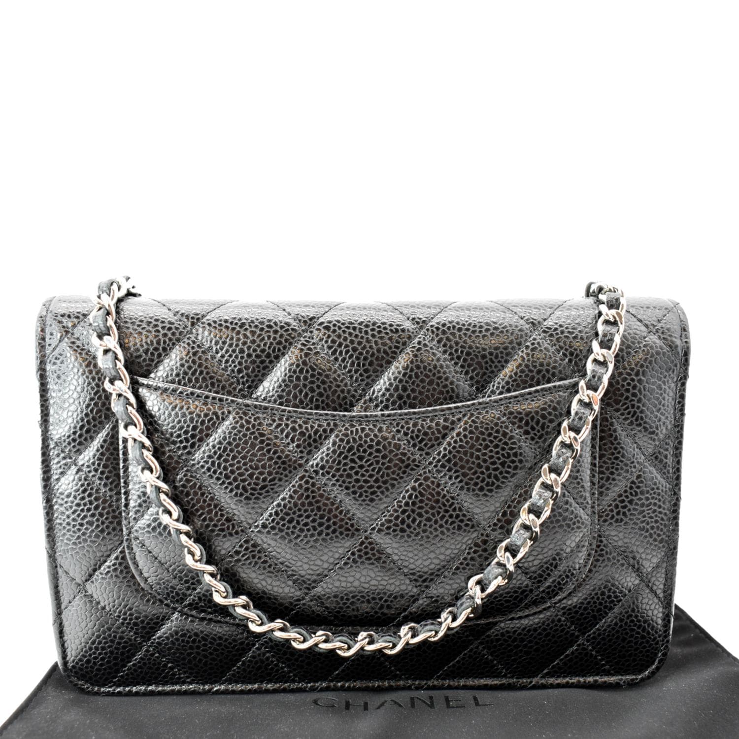 Chanel CC WOC Caviar On Leather Black Wallet Case