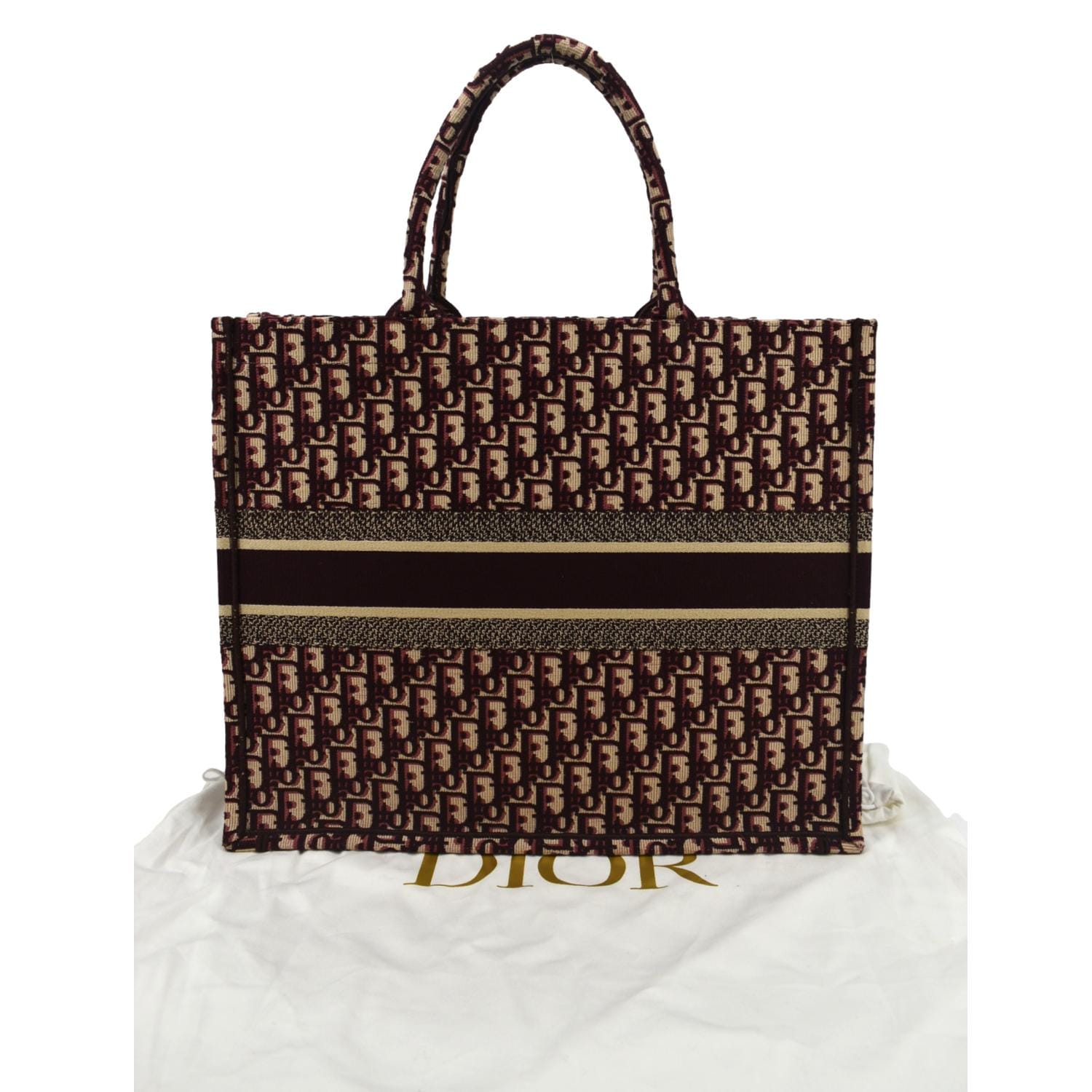 Dior Book Oblique Embroidered Tote Bag Burgundy Hot Canvas