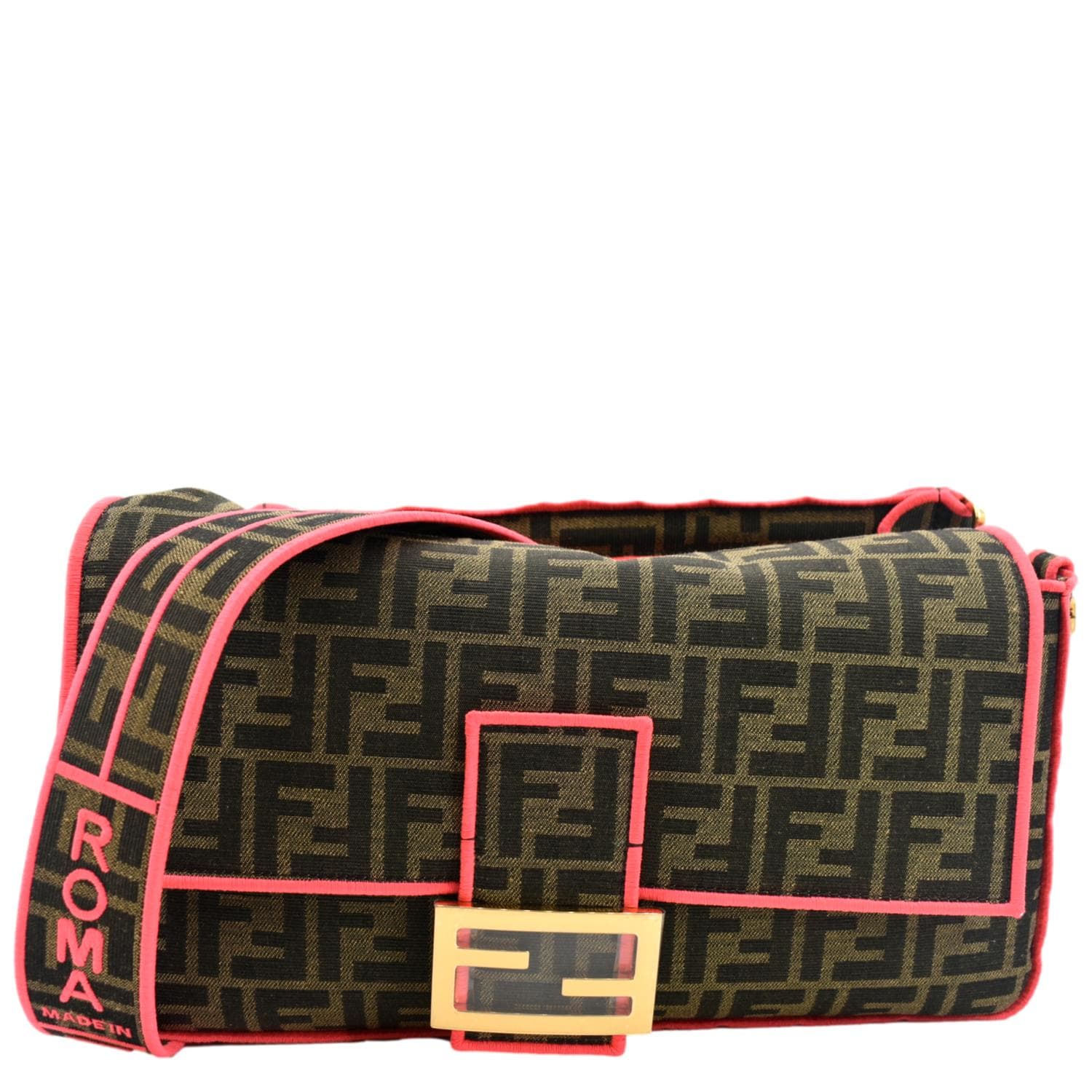Fendi Ff Roma Jacquard Shoulder Bag Hot Deals Canvas Pink
