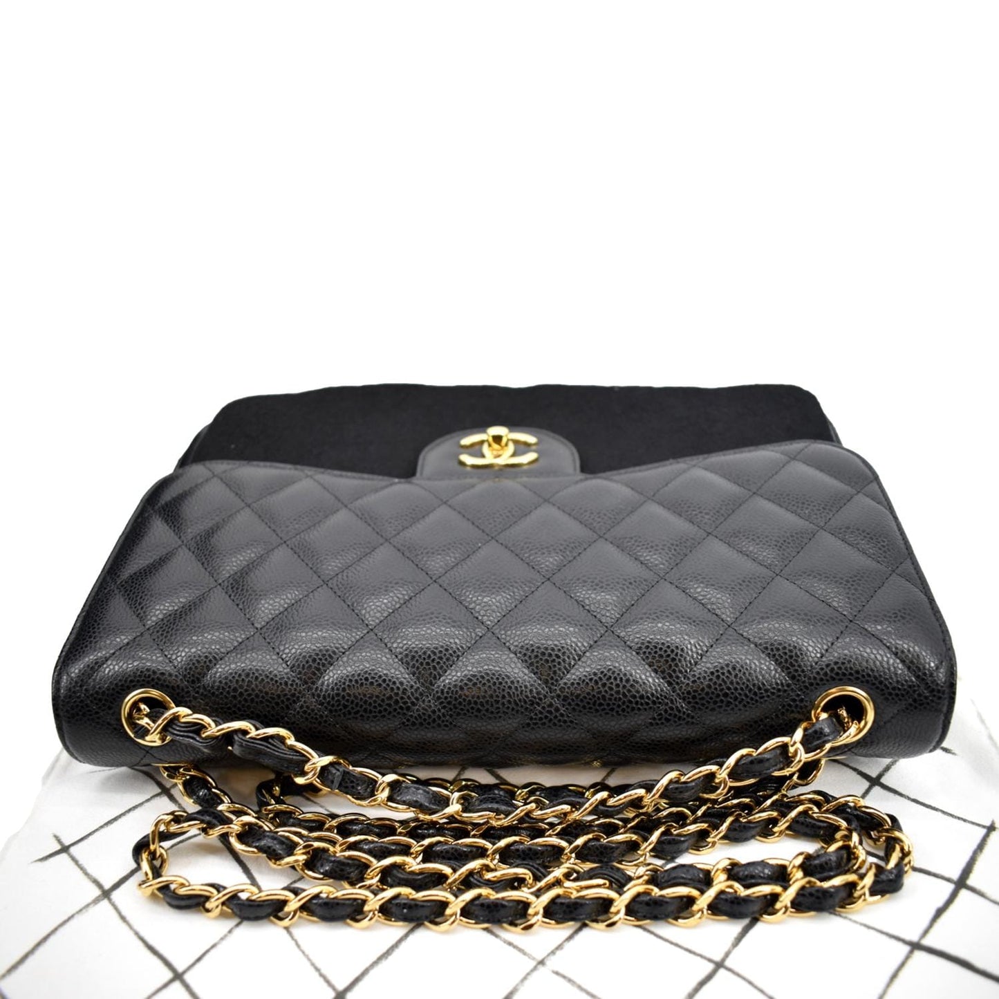 Chanel Jumbo Double Flap Caviar Leather Black Travel Bag Black 1