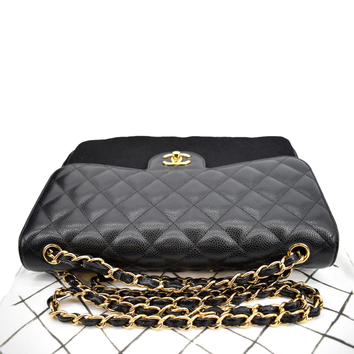 Chanel Jumbo Double Flap Caviar Leather Black Travel Bag Black 1