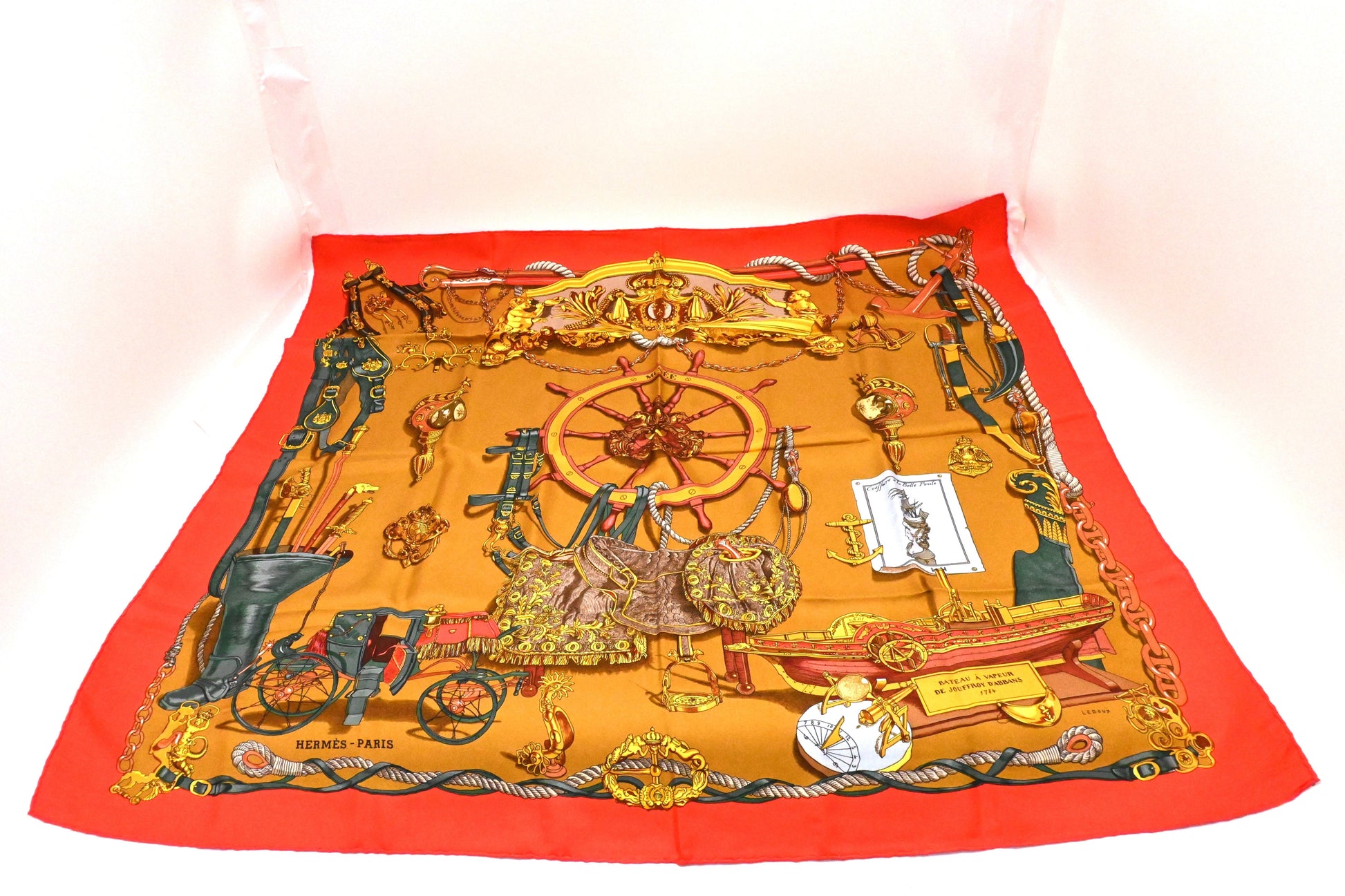 Hermes 'Musée' Carre In Light Silk Handbag Red Travel Bag