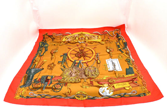 Hermes 'Musée' Carre In Light Silk Handbag Red Travel Bag
