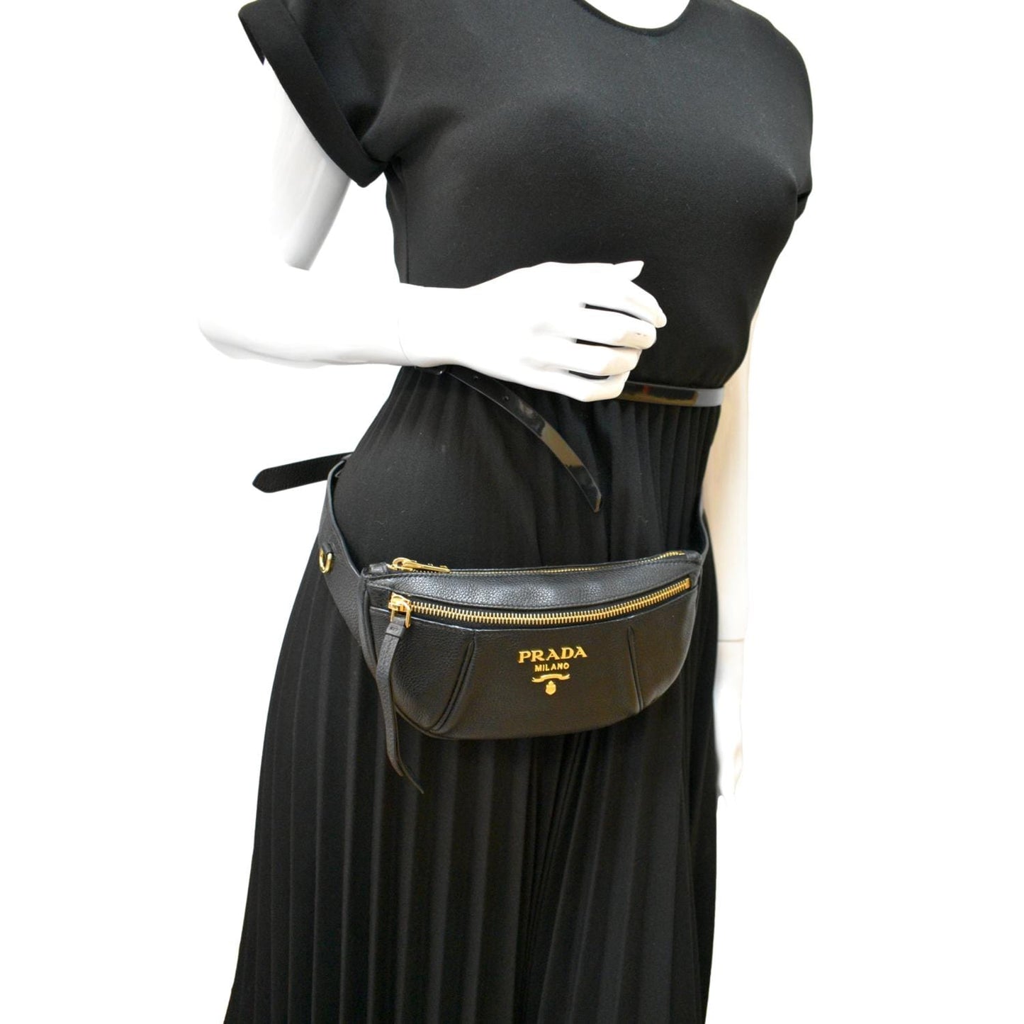 Prada Daino Belt Bag Leather Vitello Black
