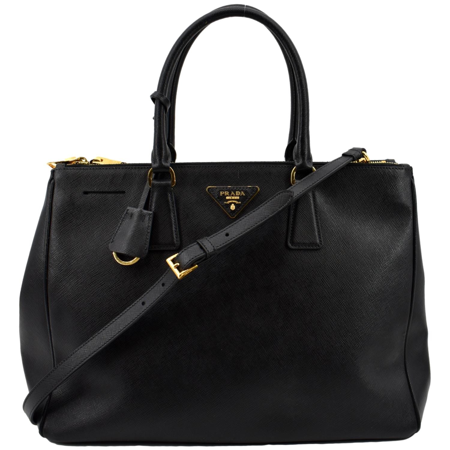 Galleria Saffiano Tote Shoulder Bag Leather Black