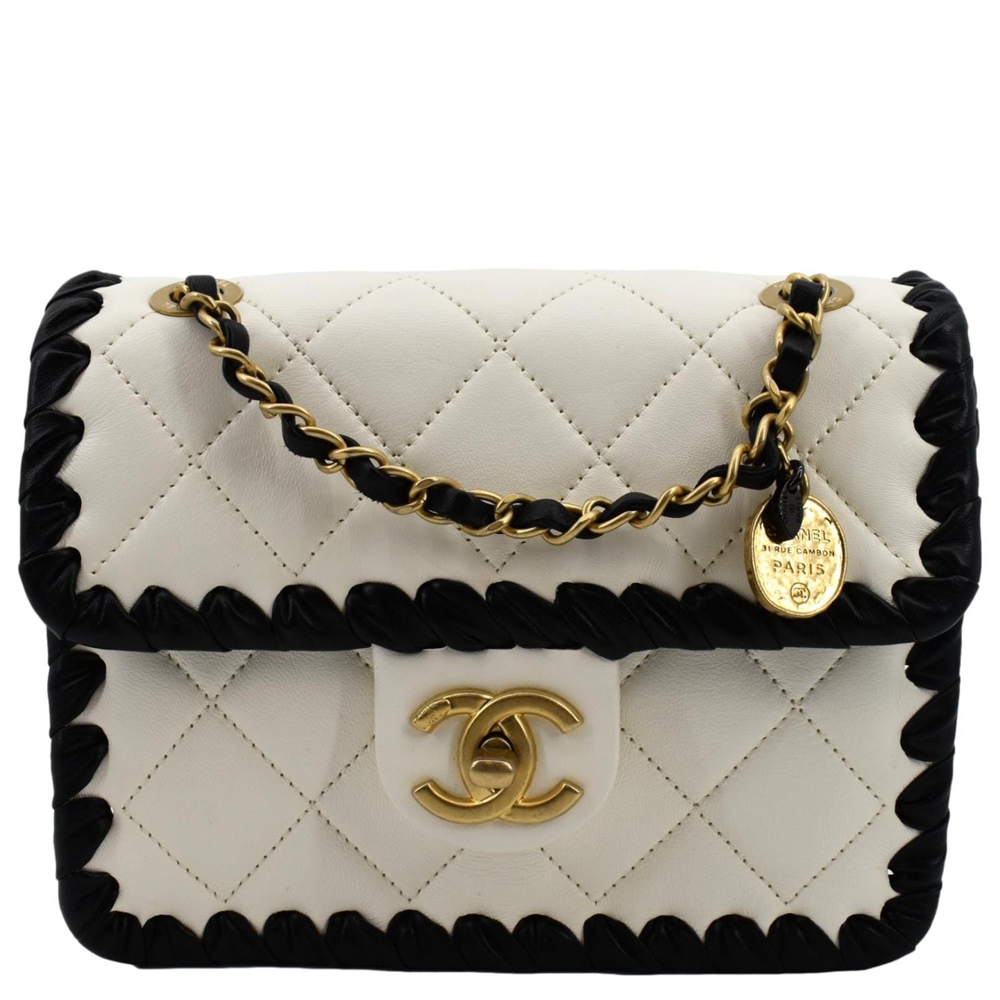 Chanel My Own Frame Flap Braided Calfskin White Travel Bag