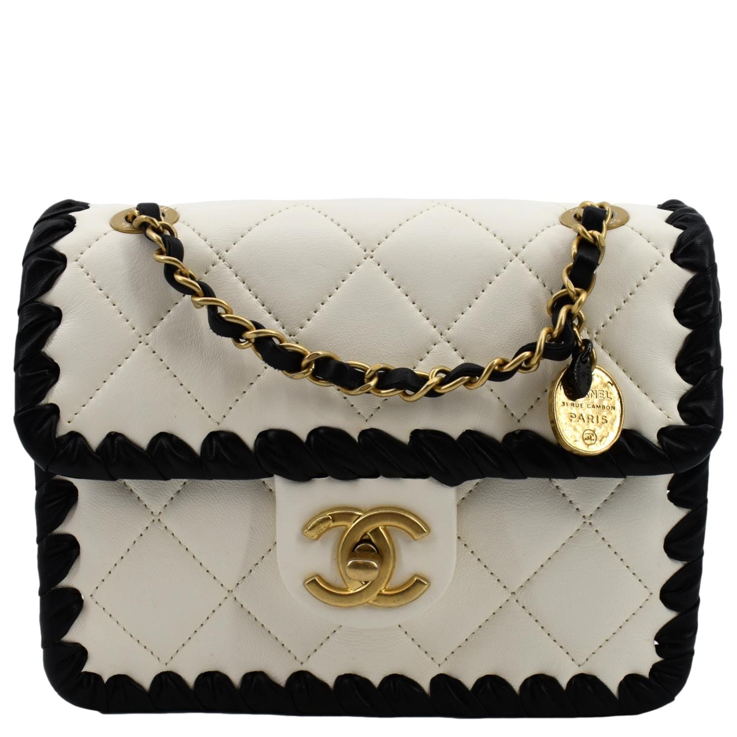 Chanel My Own Frame Flap Braided Calfskin White Travel Bag