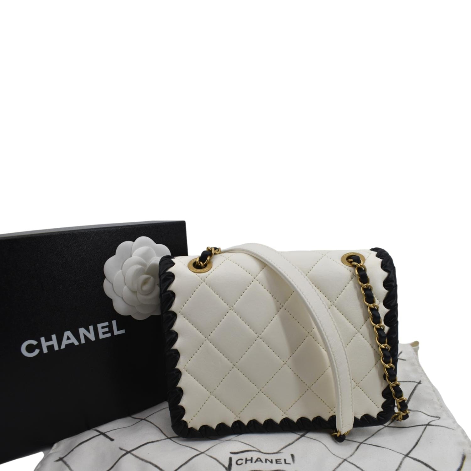 Chanel My Own Frame Flap Braided Leather Calfskin White Travel Bag