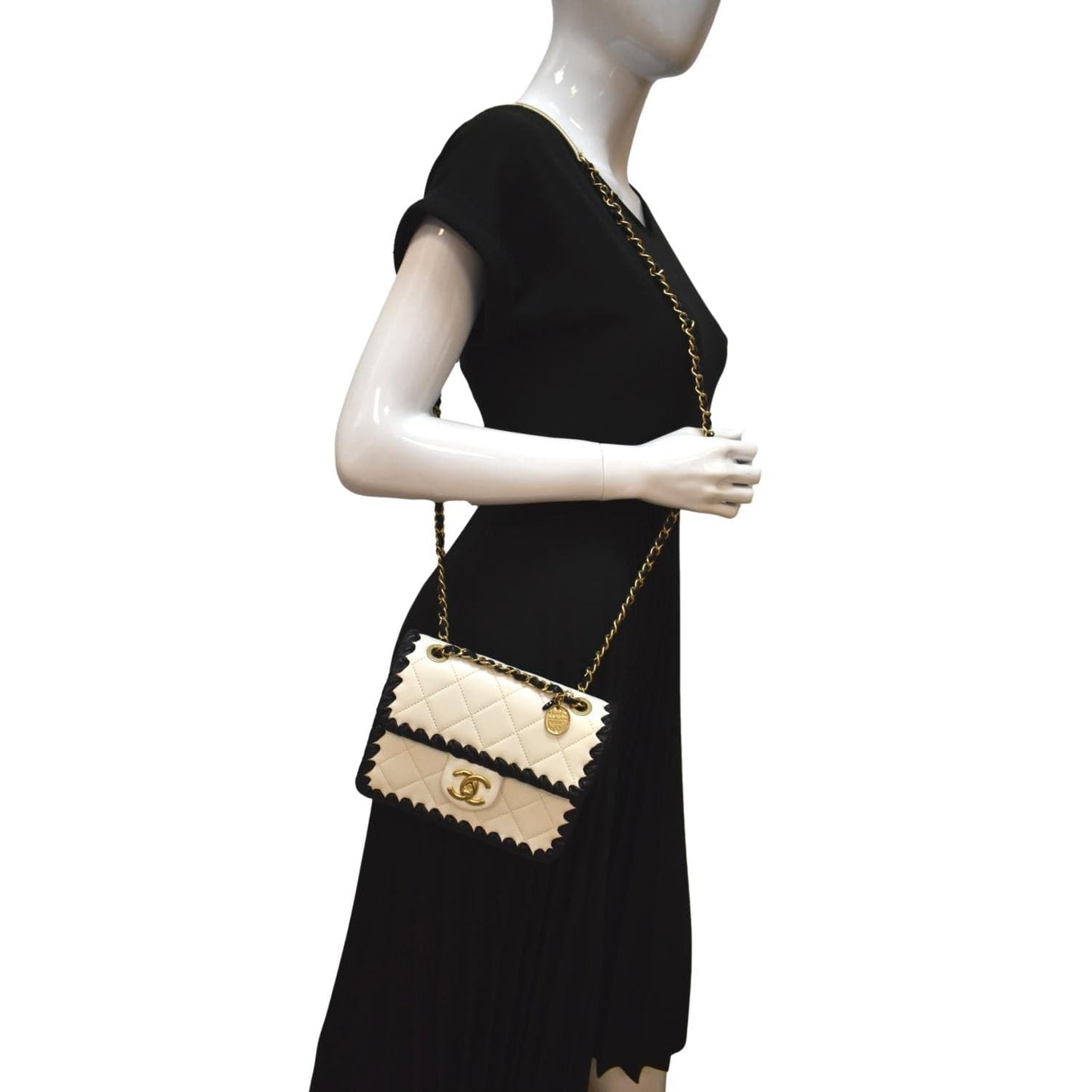 Chanel My Own Frame Flap Braided Leather Calfskin White Travel Bag