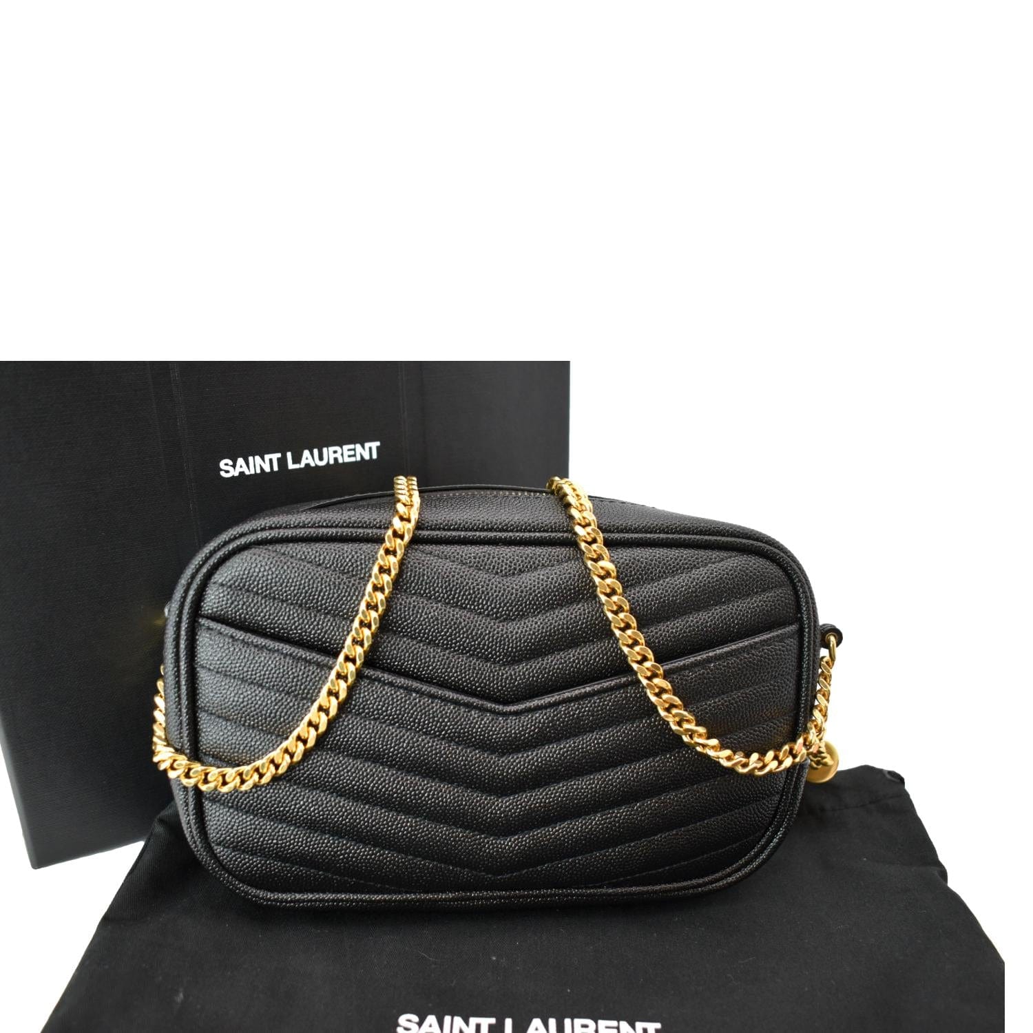 YSL Saint Laurent Yves Lou Camera Crossbody Bag Leather Black Mini Lou Leather Camera