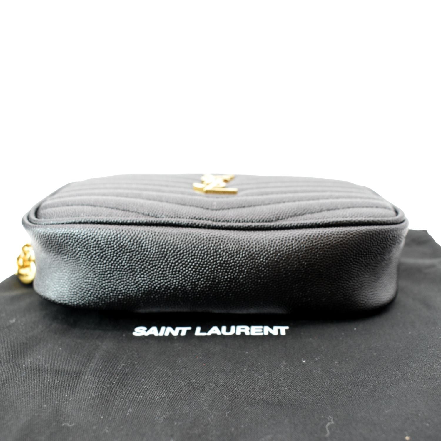 YSL Saint Laurent Yves Lou Camera Crossbody Bag Leather Black Mini Lou Leather Camera