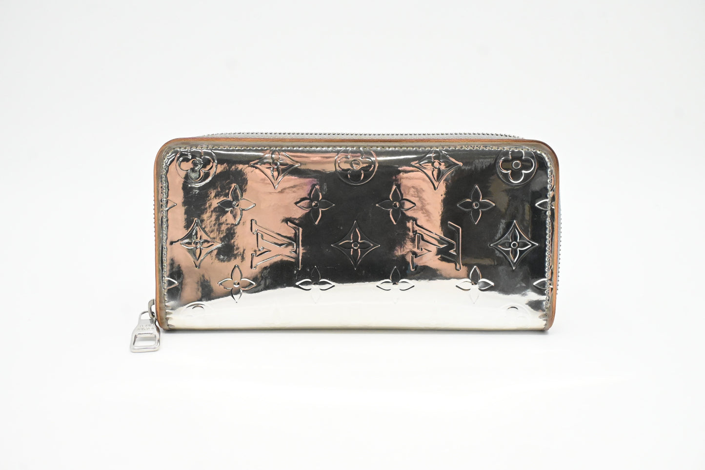 Louis Vuitton Vertical Zippy Silver Canvas Wallet Case