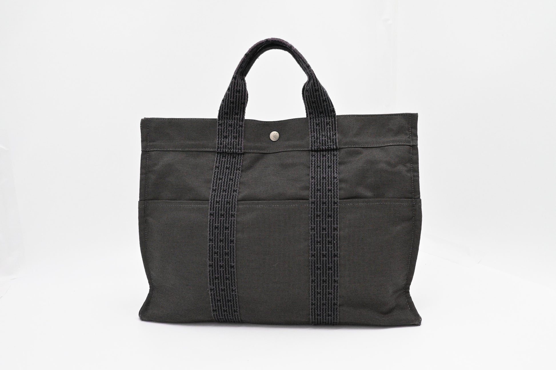 Hermes Herline Fourre Tout Gm In Grey Handbag Canvas Travel Bag