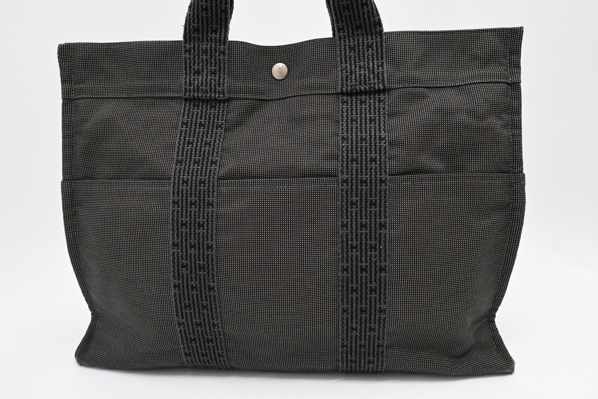Hermes Herline Fourre Tout Gm In Grey Handbag Canvas Travel Bag