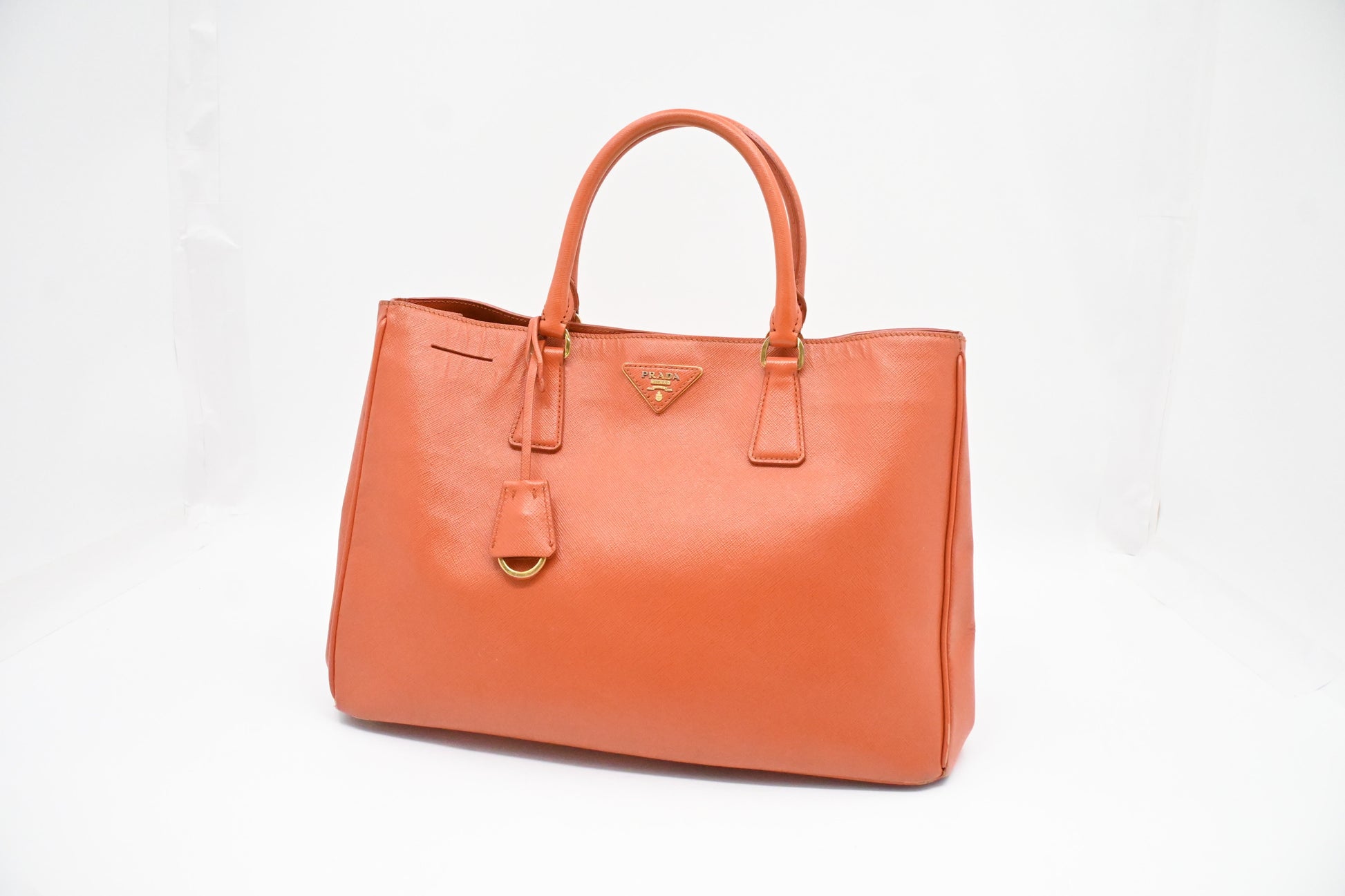 Prada Galleria In Orange Saffiano Handbag Leather Large Travel Bag