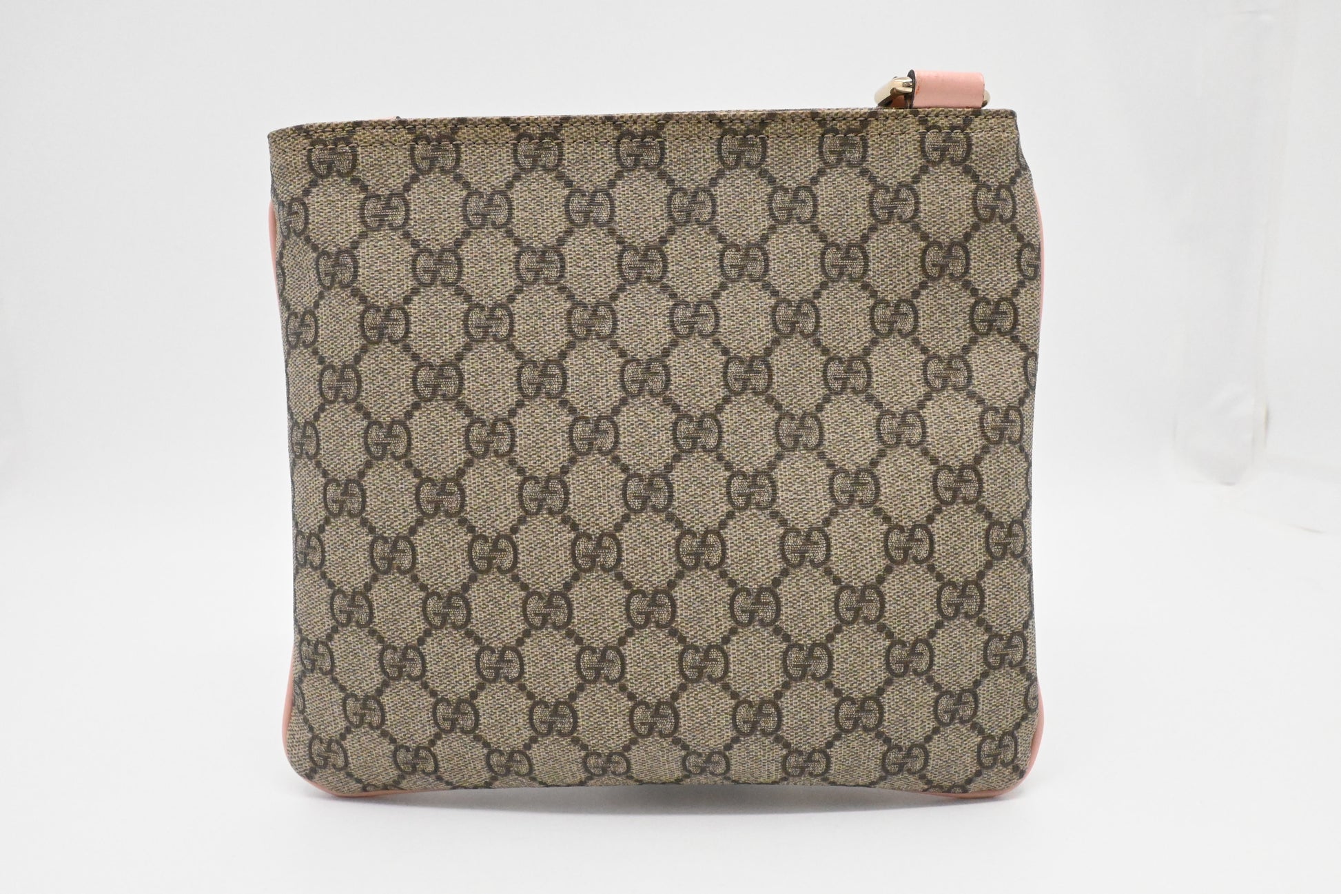 Gucci GG Supreme Pink Leather Canvas Patent Crossbody Bag