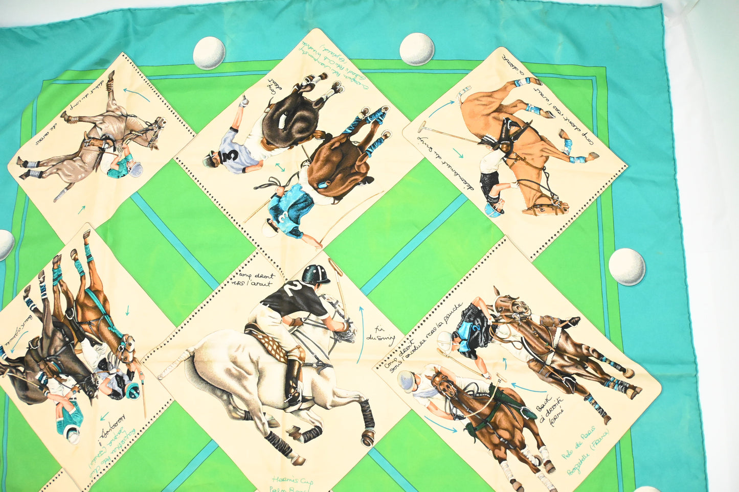 Hermes 'Le Monde Du Polo' Carre In Turquoise Travel Bag