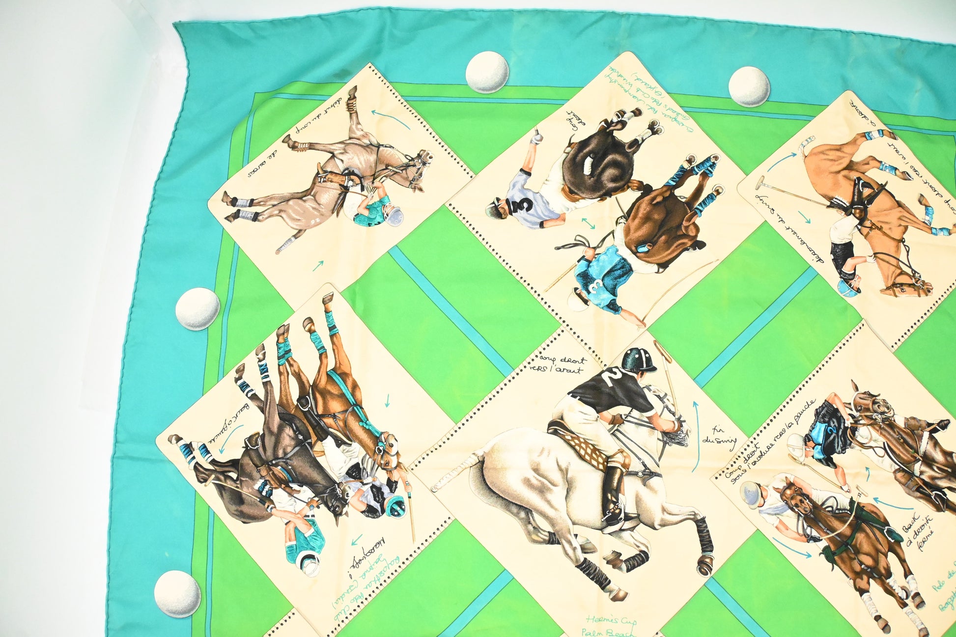 Hermes 'Le Monde Du Polo' Carre In Turquoise Travel Bag