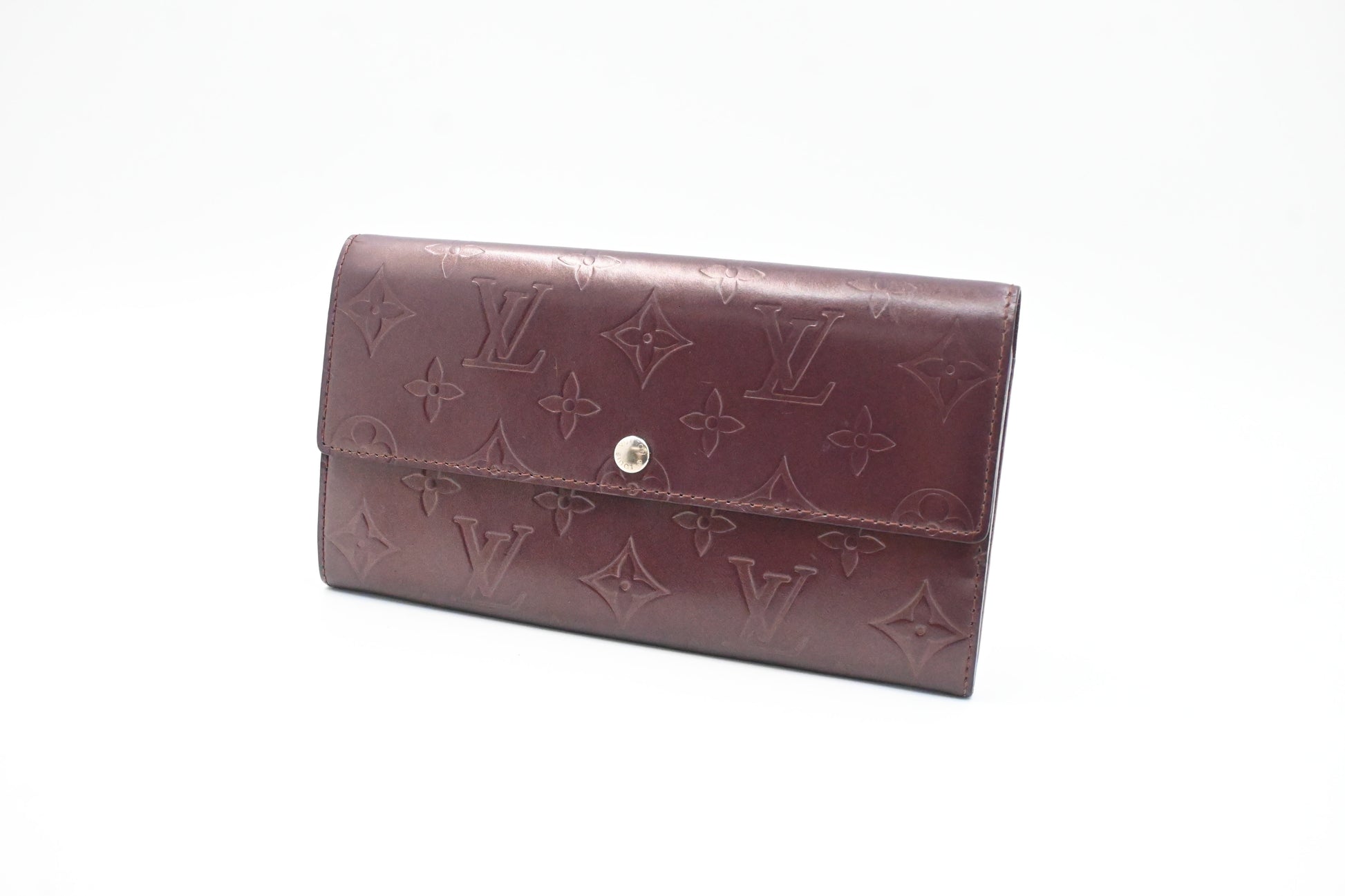Louis Vuitton Sarah Matte Burgundy Leather Wallet Case