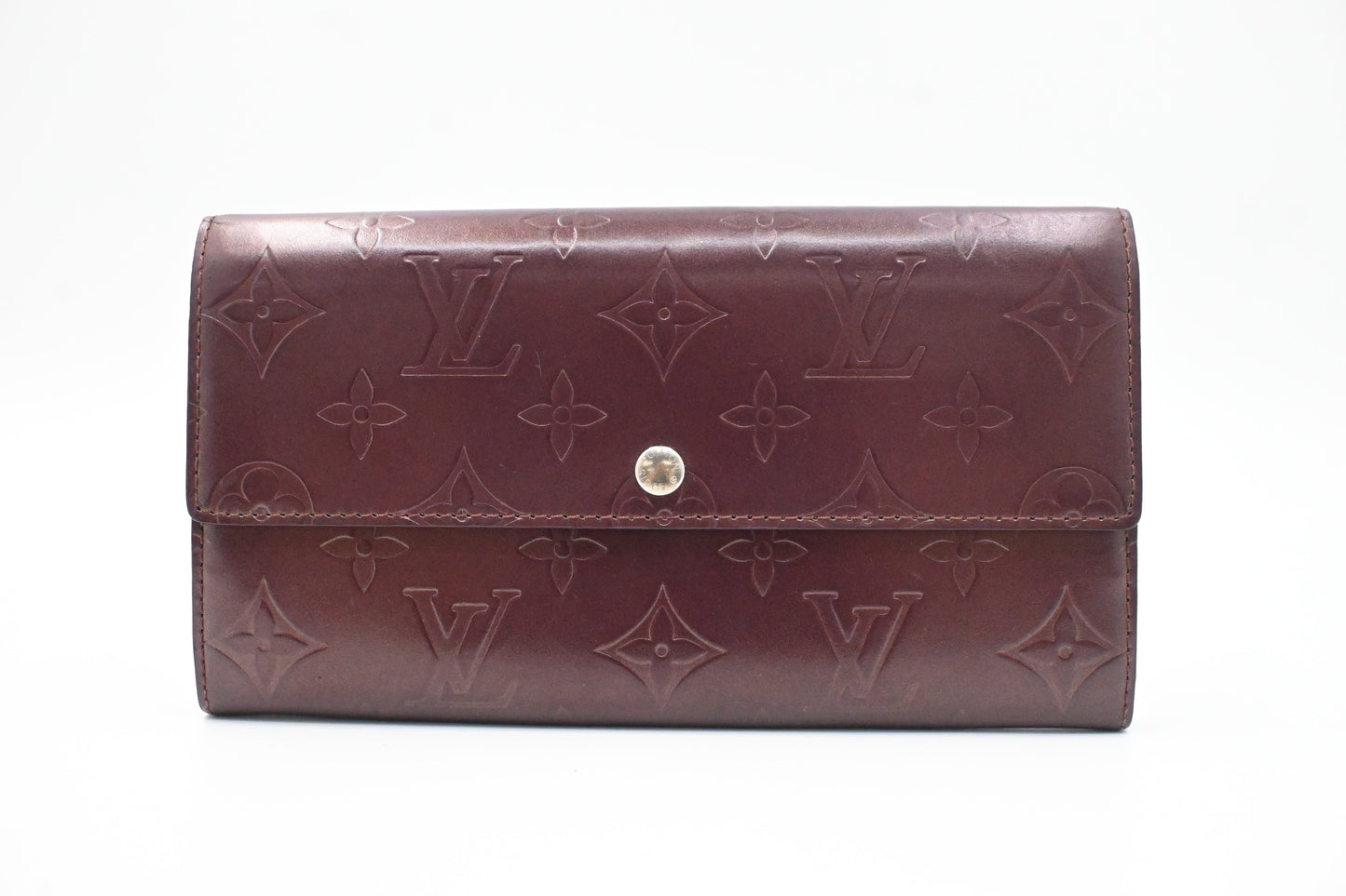 Louis Vuitton Sarah Matte Burgundy Leather Wallet Case