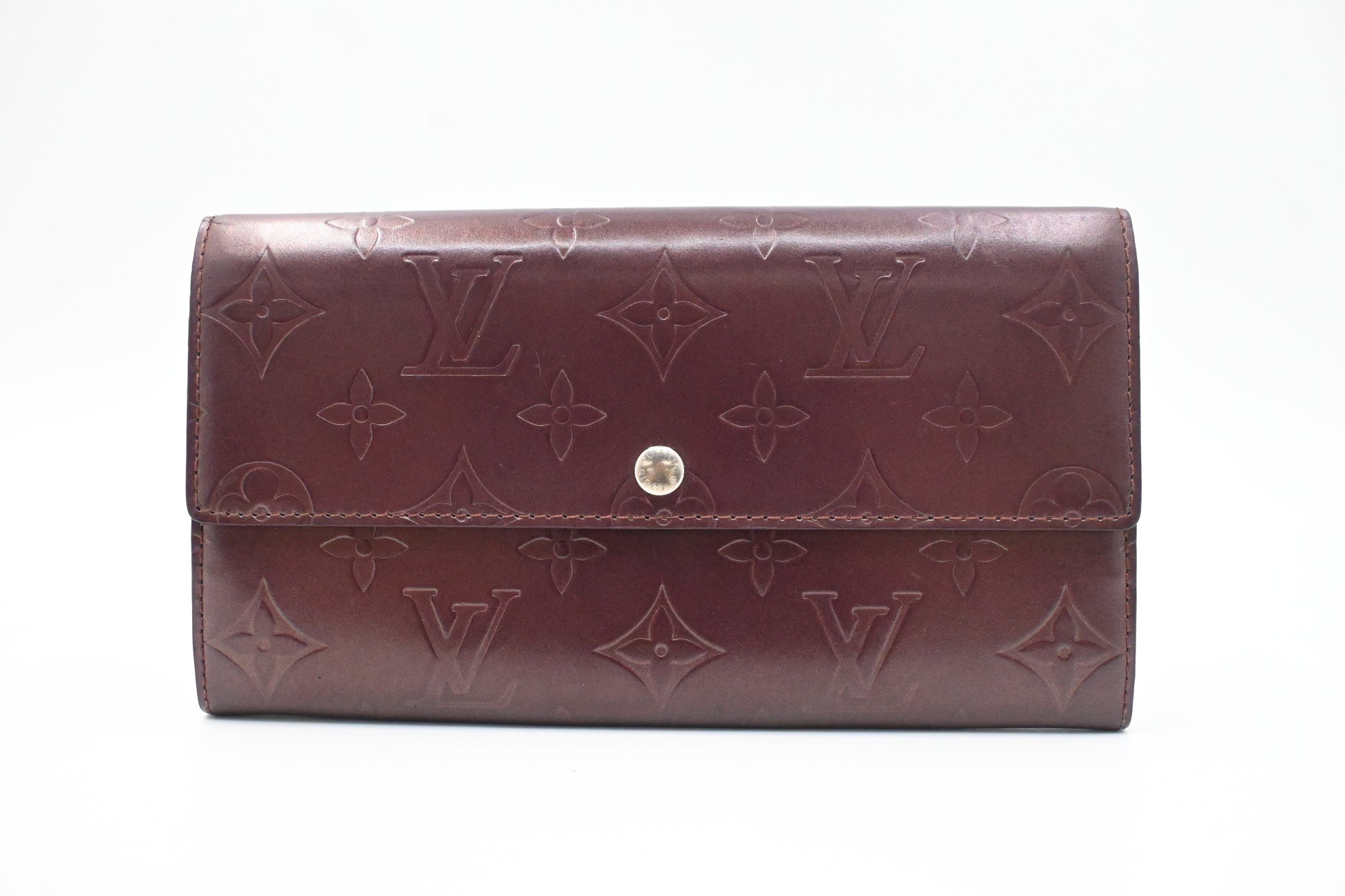 Louis Vuitton Sarah Matte Burgundy Leather Wallet Case