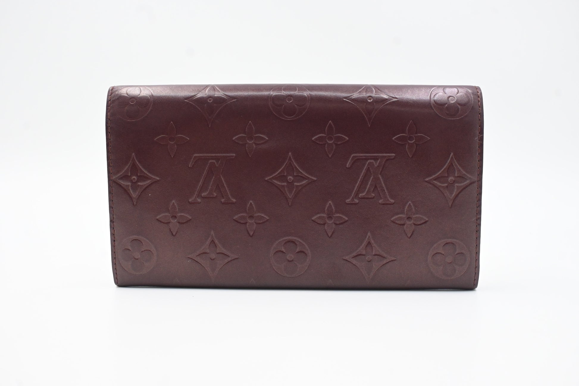 Louis Vuitton Sarah Matte Burgundy Leather Wallet Case